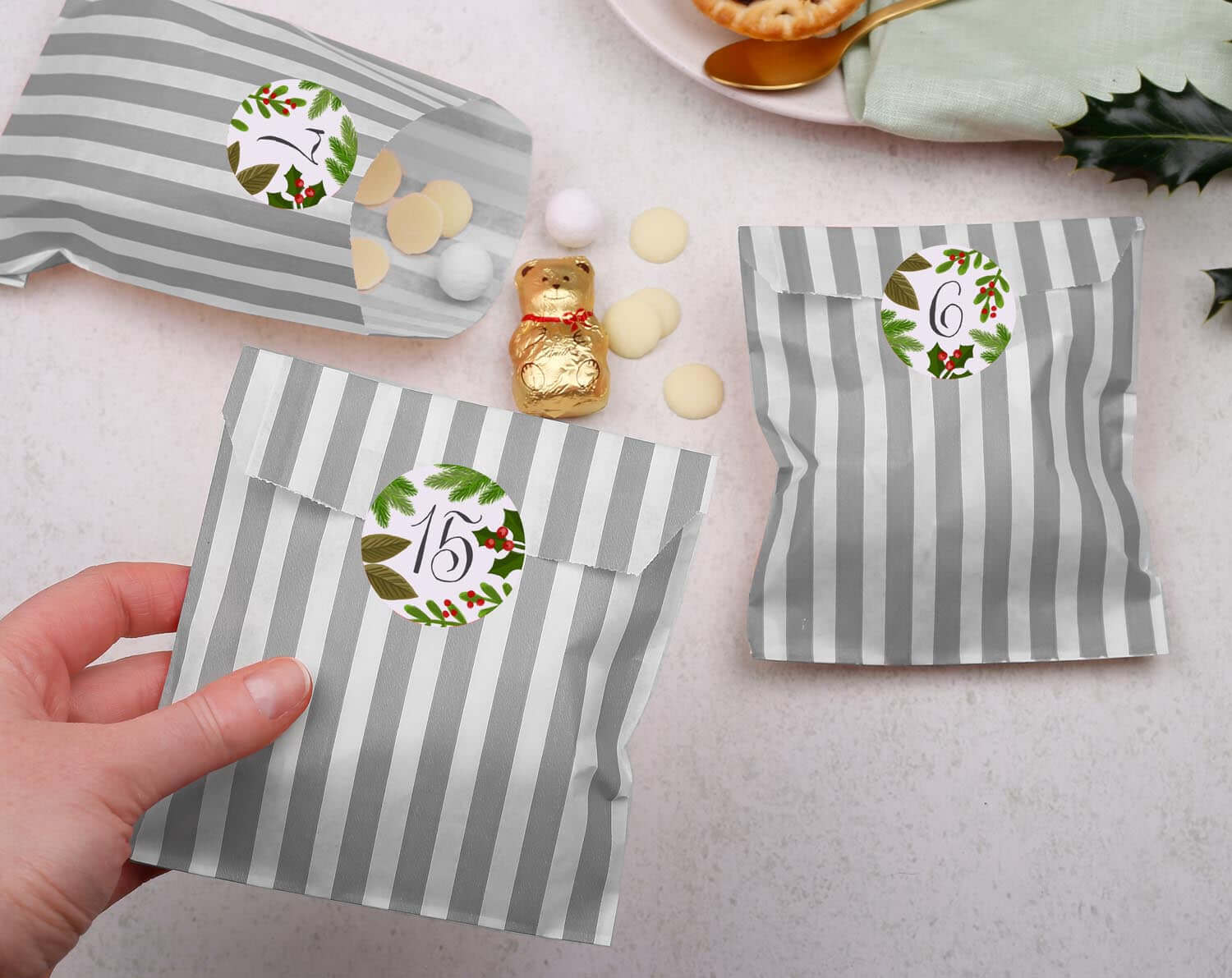 Botanical Christmas Advent Calendar With Silver Bags. Advent Calendars designed by Making Meadows