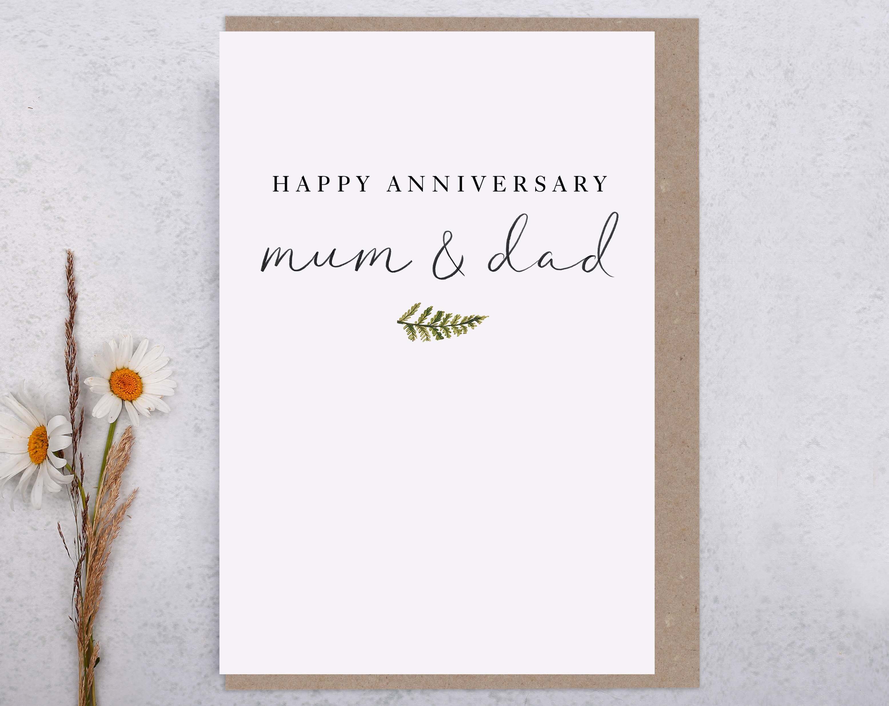Botanical Happy Anniversary Mum & Dad Card. Greeting & Note Cards designed by Making Meadows
