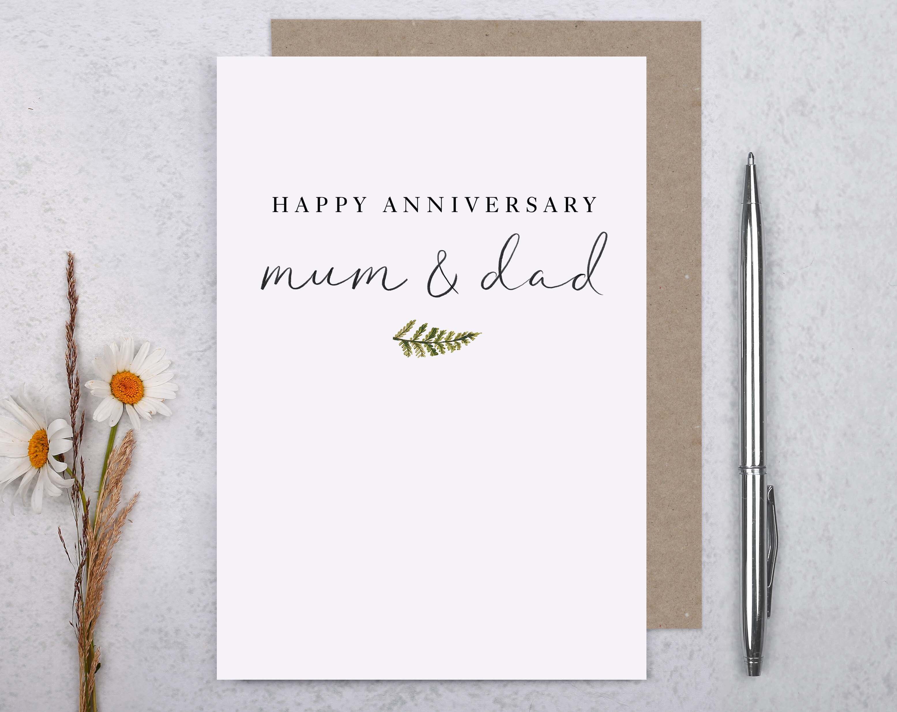 Botanical Happy Anniversary Mum & Dad Card. Greeting & Note Cards designed by Making Meadows