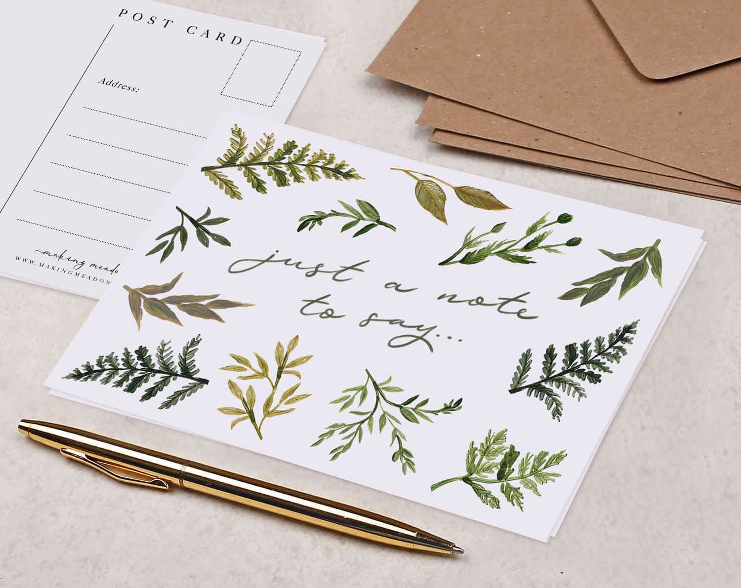 Botanical Just A Note To Say Postcard. Post Cards designed by Making Meadows