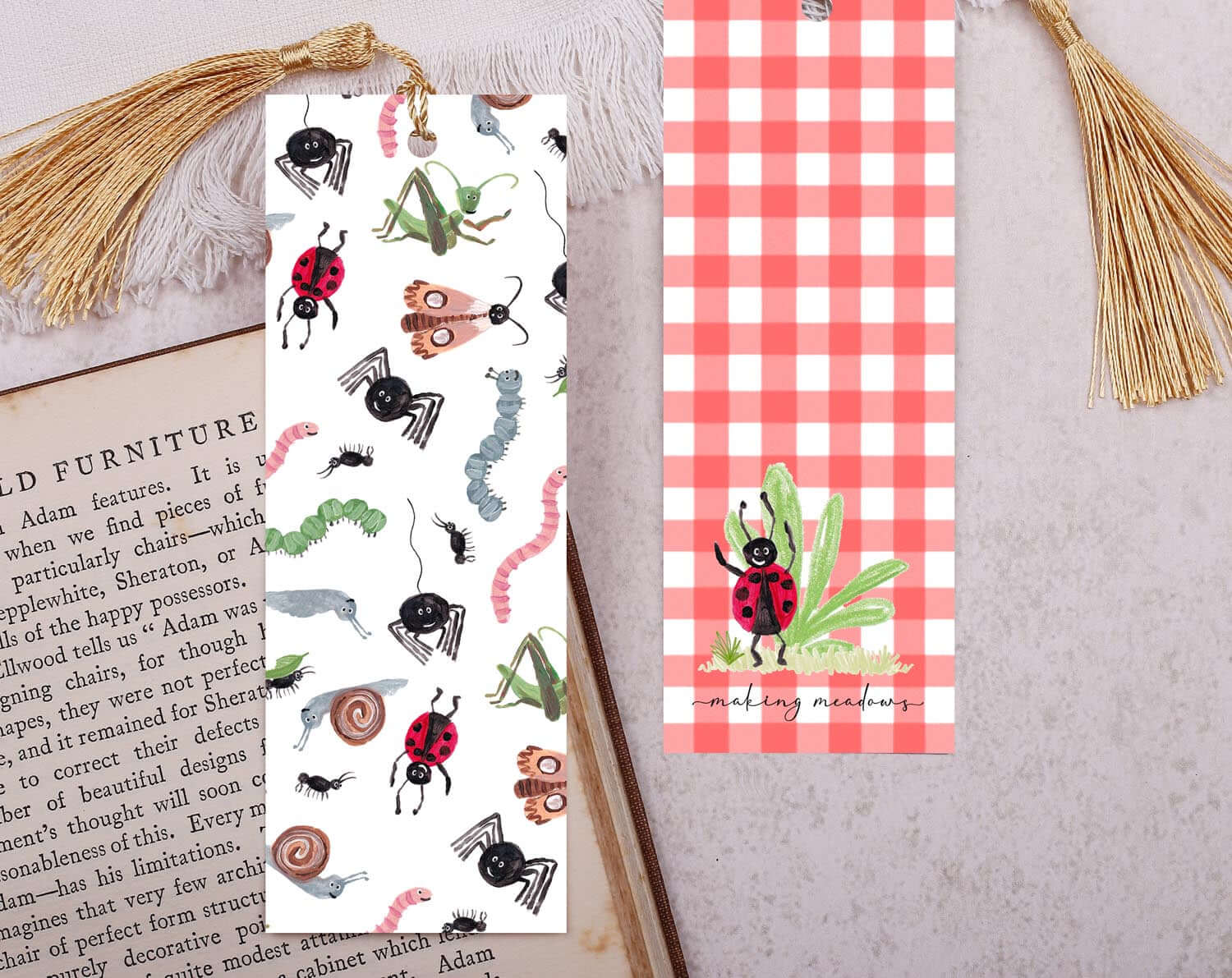 Bug Insect Bookmark With Tassel. Bookmarks designed by Making Meadows