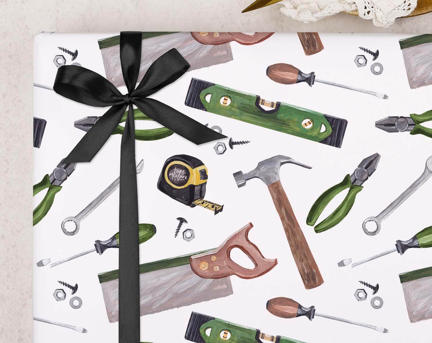 Builder Tools Wrapping Paper. Wrapping Paper designed by Making Meadows
