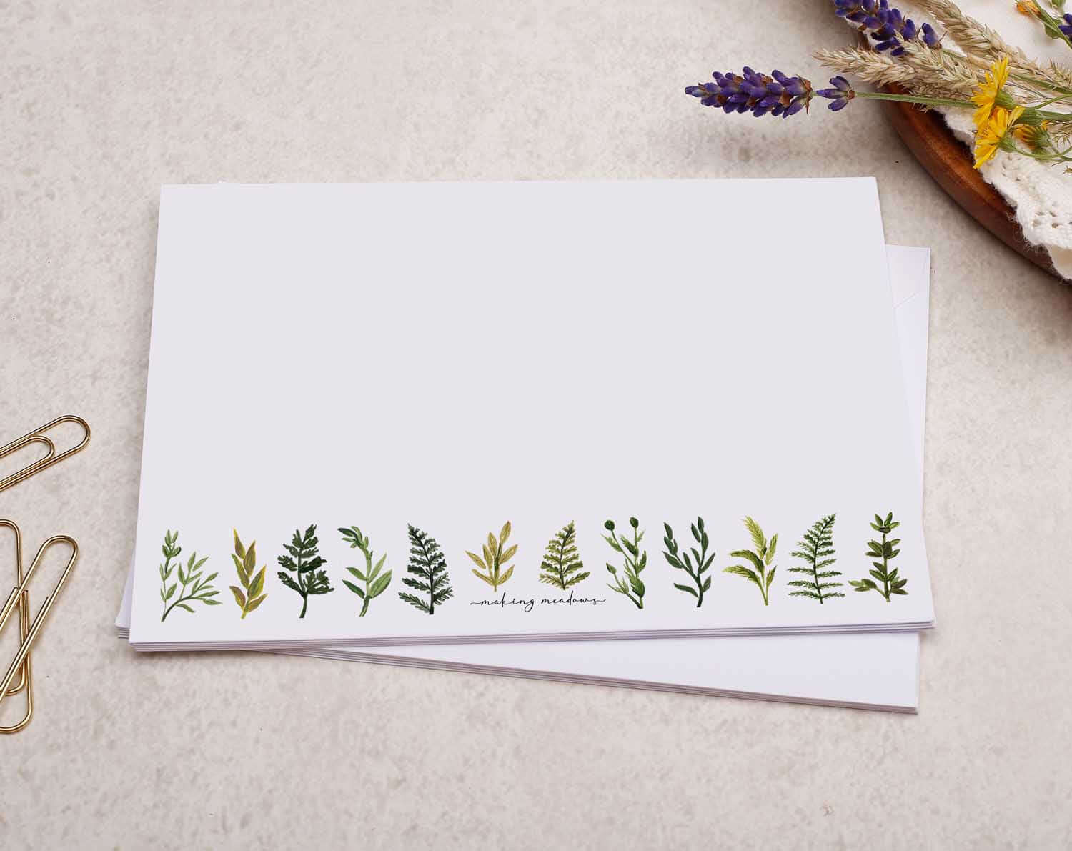 C6 Botanical Decorated Envelope. Envelopes designed by Making Meadows