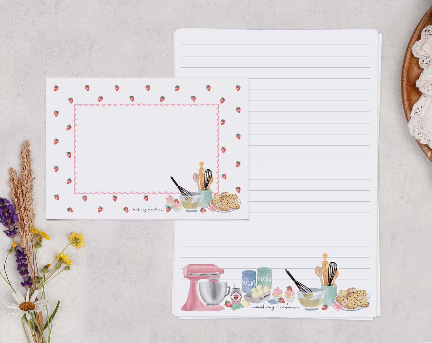 Cake Baking A5 Writing Paper & Envelope Set. Stationery designed by Making Meadows