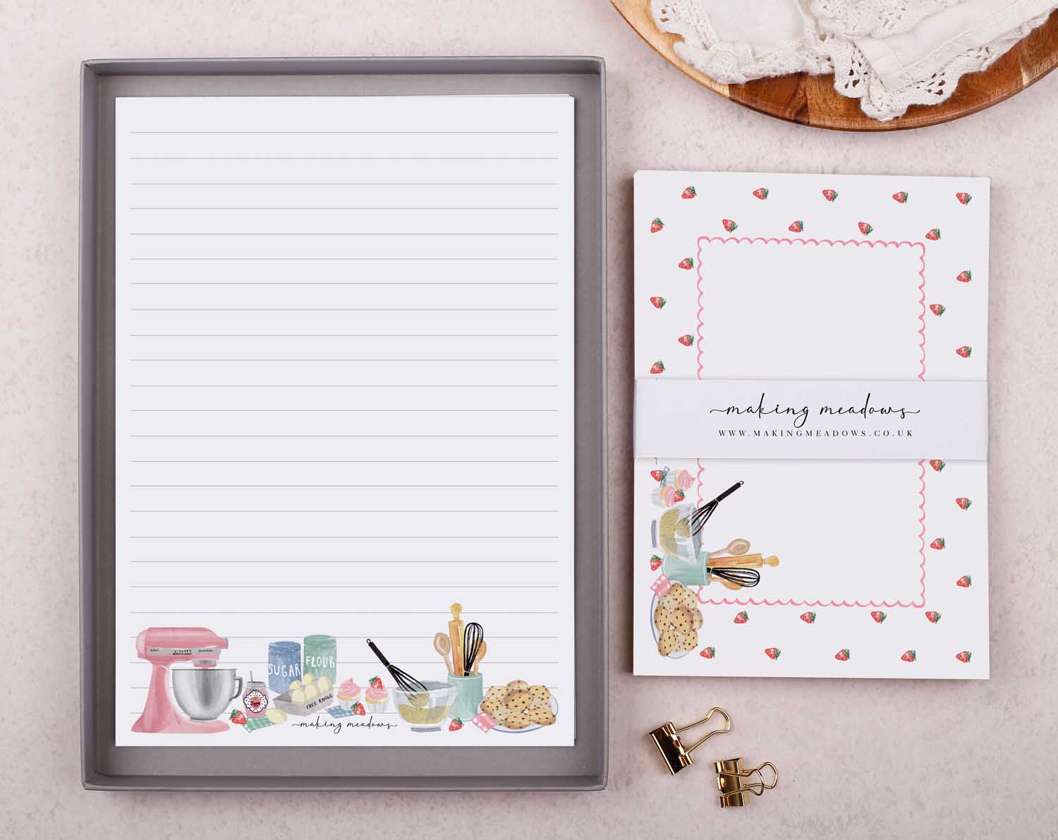 Cake Baking A5 Writing Paper & Envelope Set. Stationery designed by Making Meadows