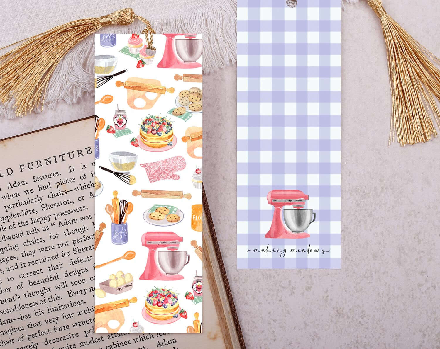 Cake Baking Bookmark With Tassel. Bookmarks designed by Making Meadows