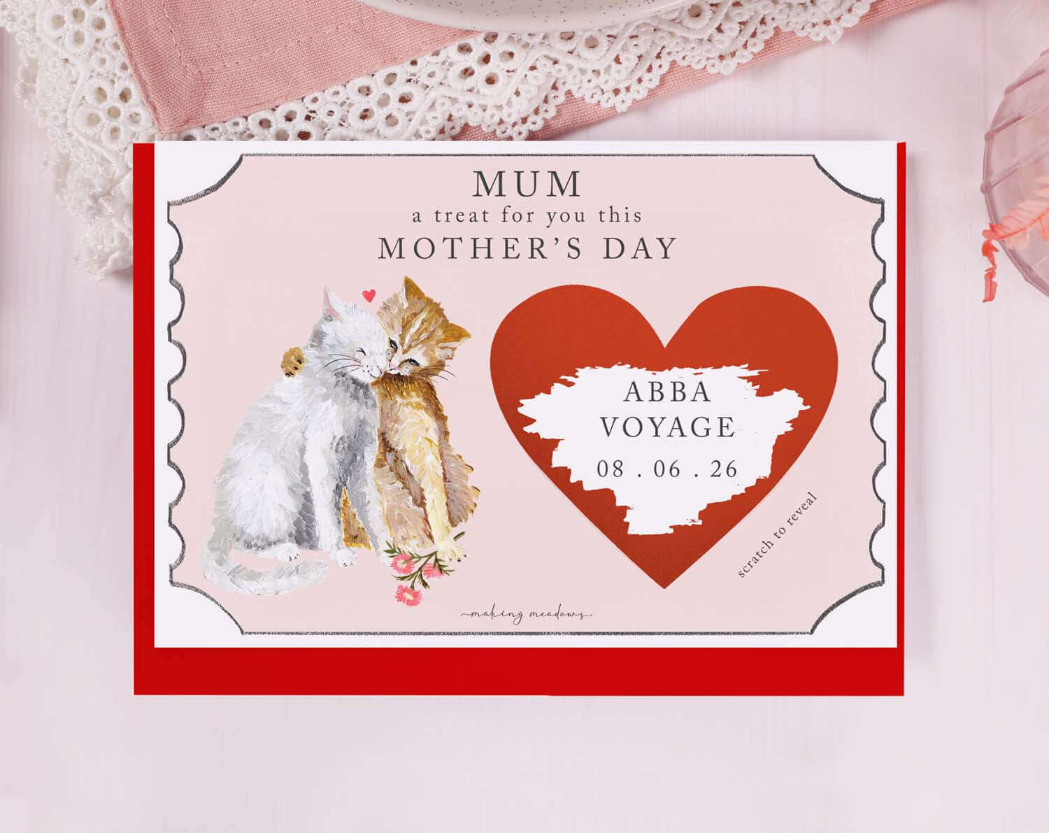 Cat Mum Gift Reveal Scratch Card. Greeting Cards designed by Making Meadows