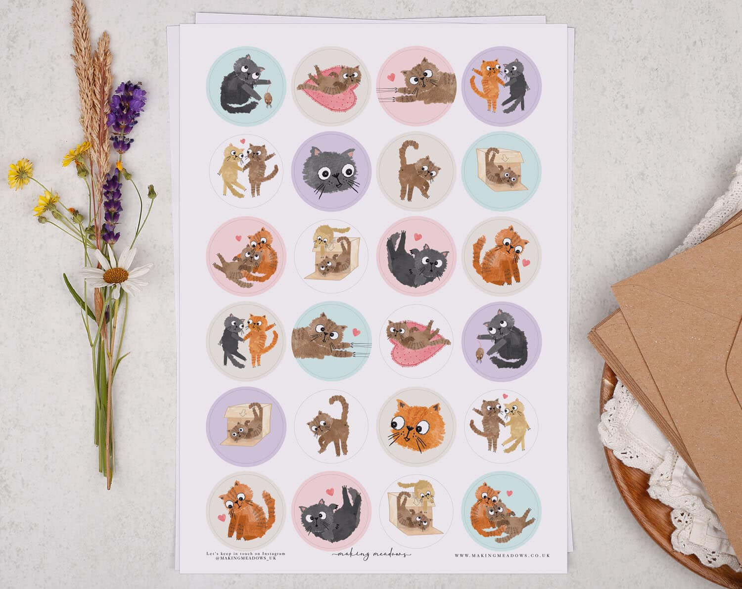 Cat Sticker Sheet. Decorative Stickers designed by Making Meadows