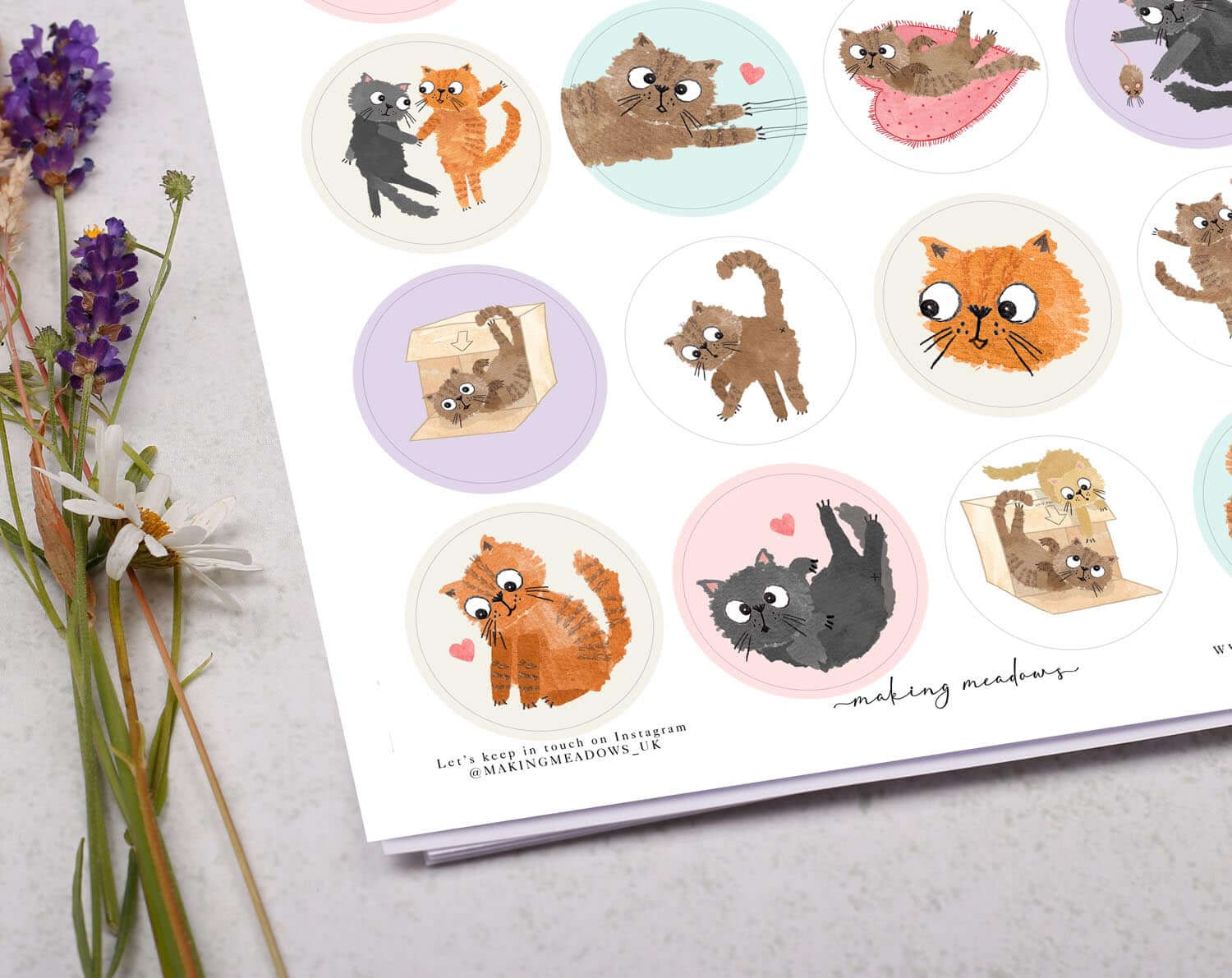 Cat Sticker Sheet. Decorative Stickers designed by Making Meadows