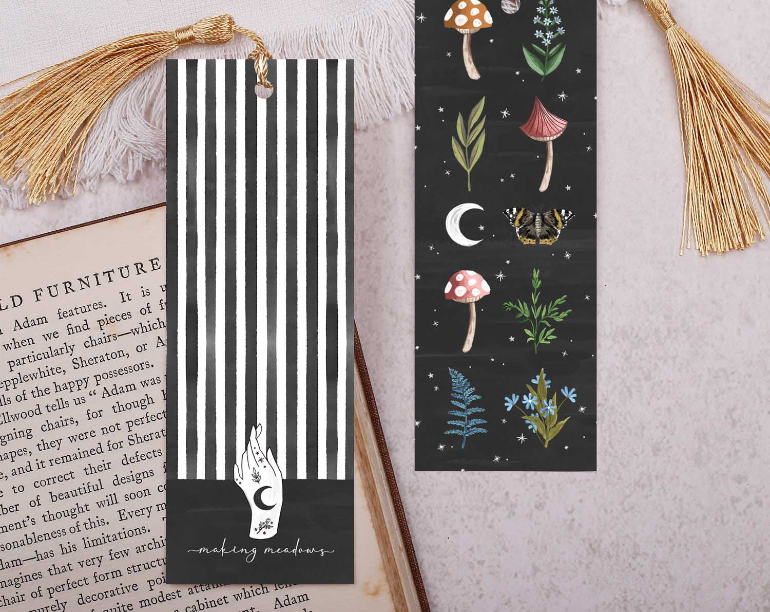 Celestial Moon Bookmark With Tassel. Bookmarks designed by Making Meadows