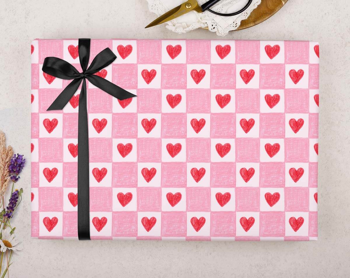 Chequered Heart Wrapping Paper