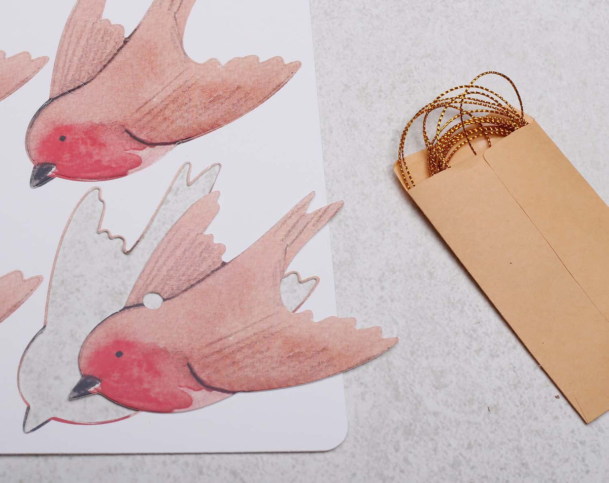 Robin Christmas Gift Tags featuring classic robin bird design with matching twine for Christmas presents.