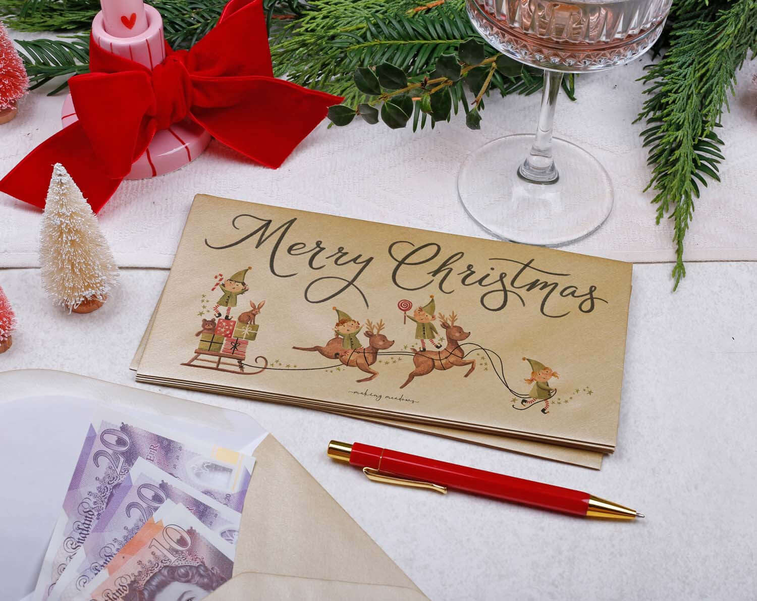 Elf Christmas Money Envelopes designed by Making Meadows