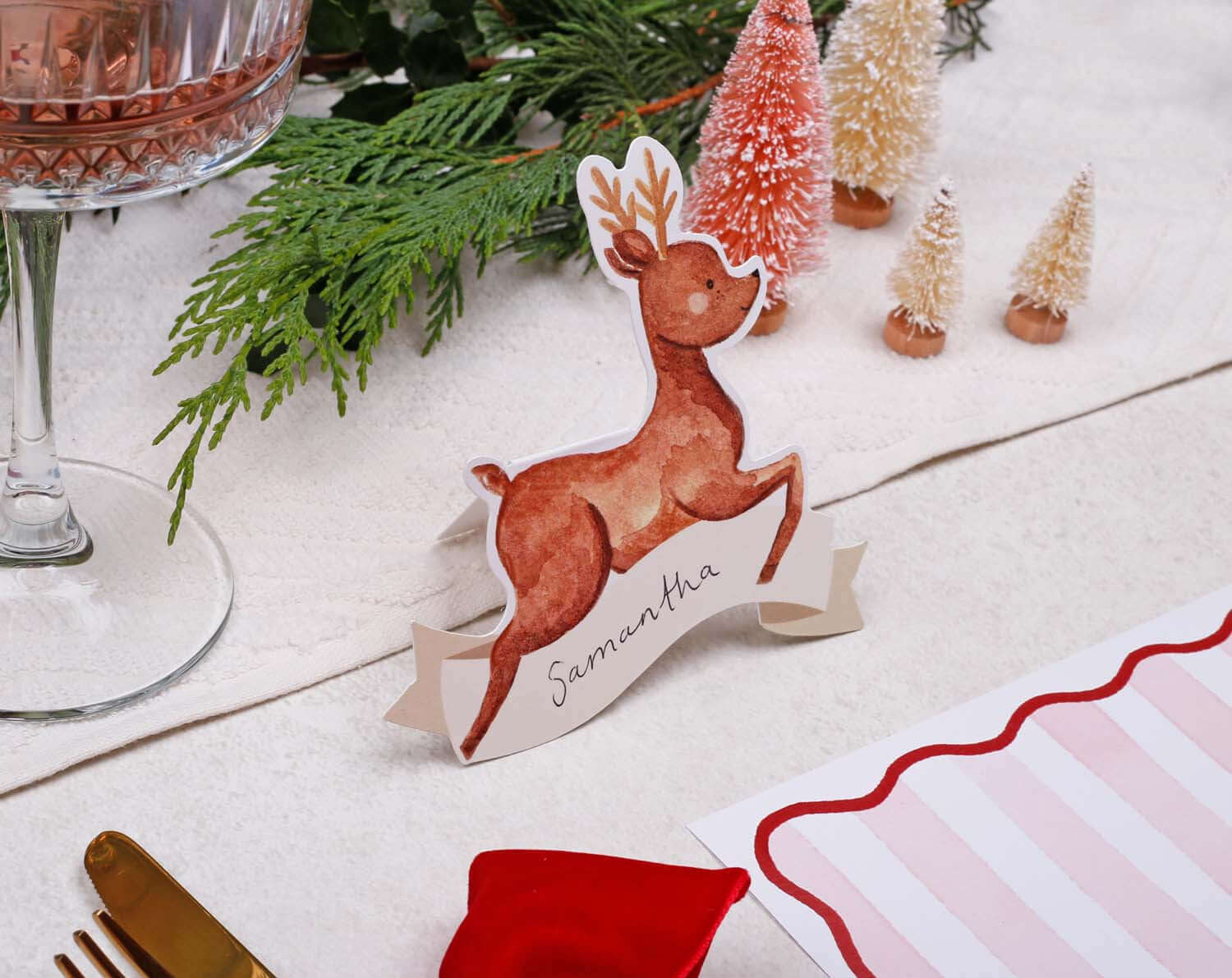 Reindeer Christmas Place Card designed by Making Meadows