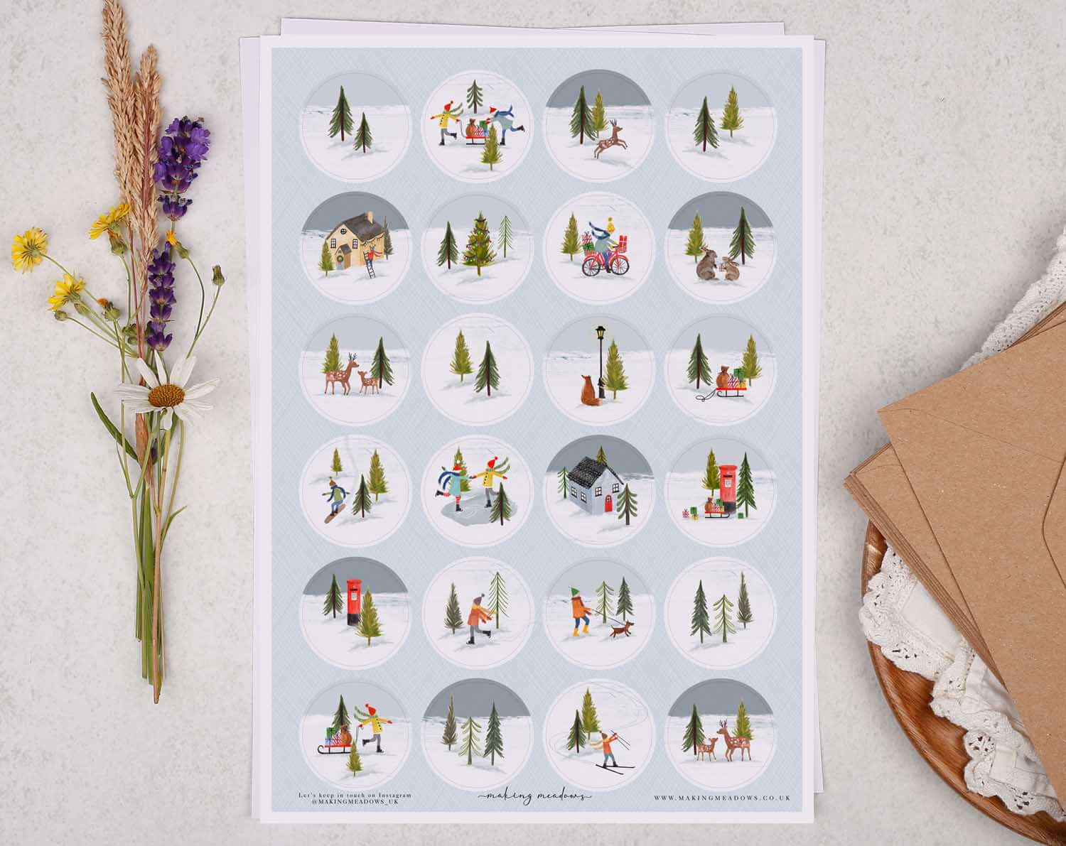 Christmas Village Sticker Sheet. Decorative Stickers designed by Making Meadows