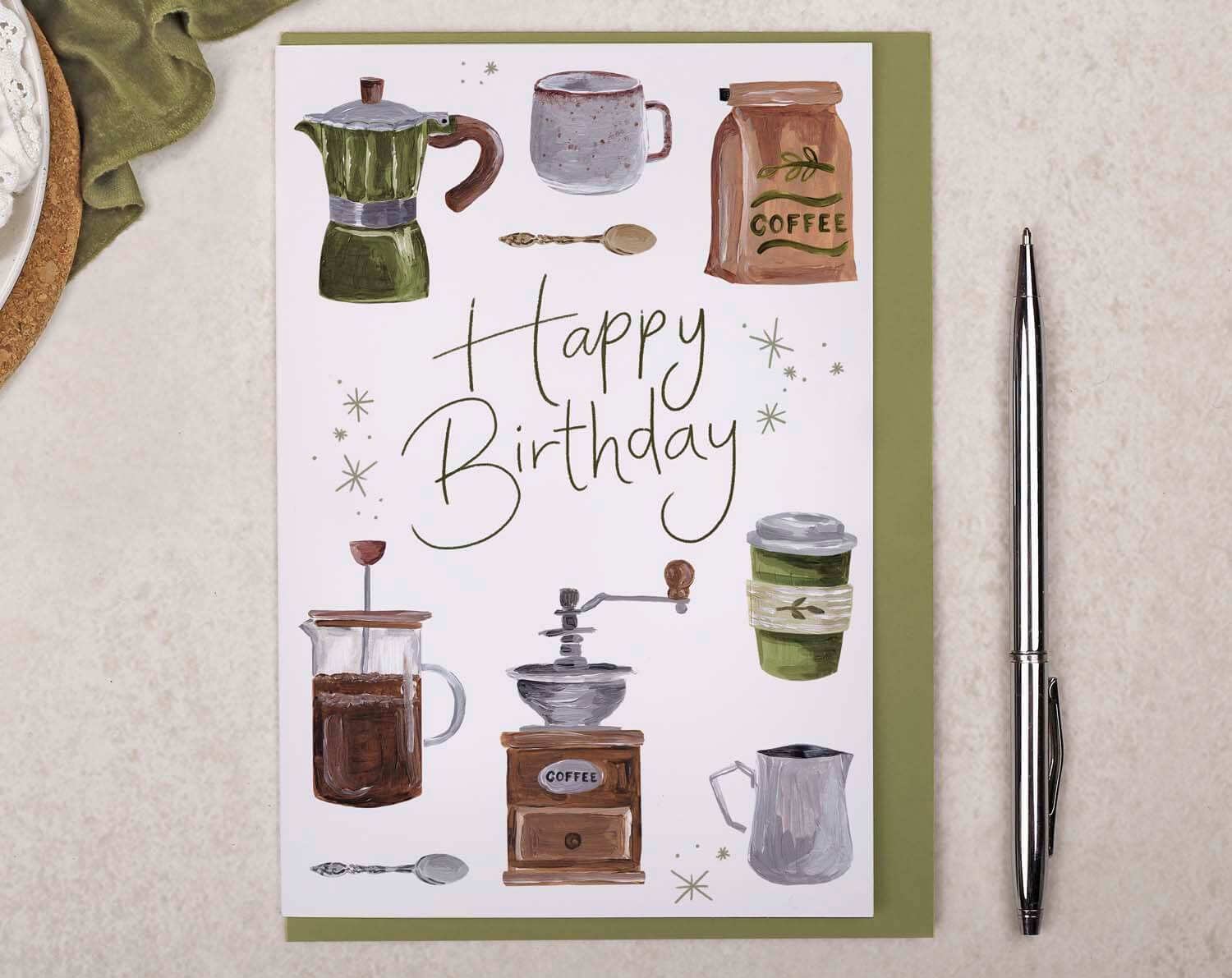 Coffee Brewing Birthday Card. Greeting & Note Cards designed by Making Meadows