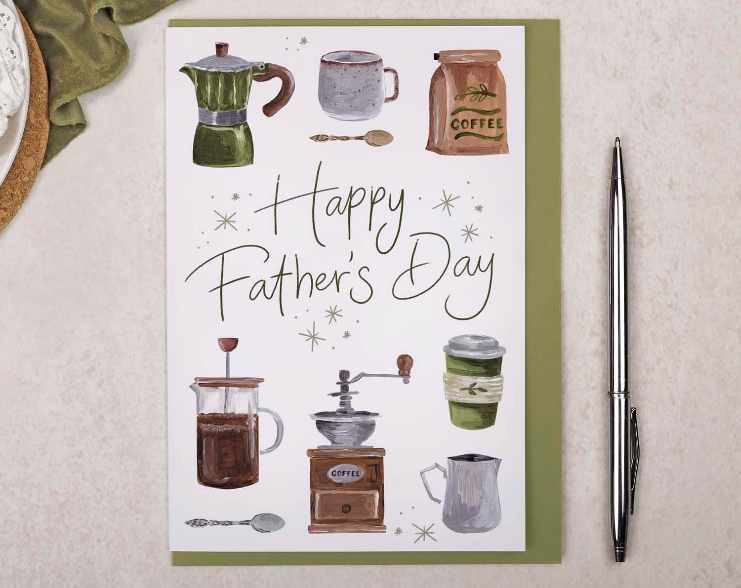 Coffee Brewing Father's Day Card. Greeting & Note Cards designed by Making Meadows