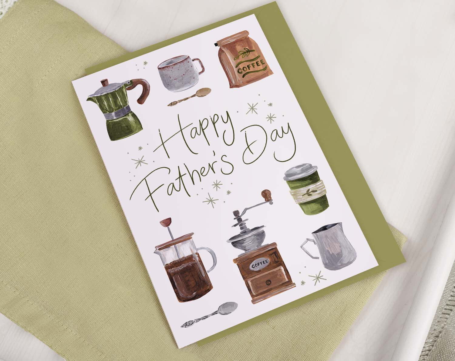 Coffee Brewing Father's Day Card. Greeting & Note Cards designed by Making Meadows