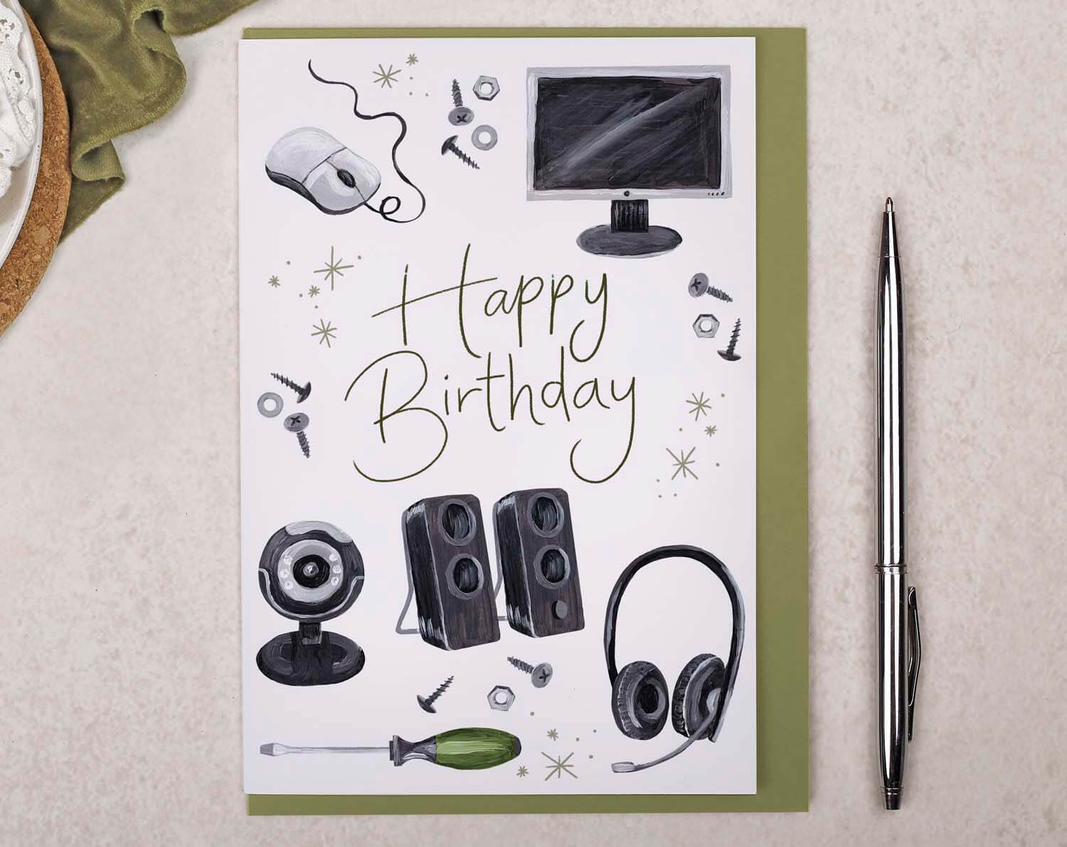 Computer Birthday Card. Greeting & Note Cards designed by Making Meadows