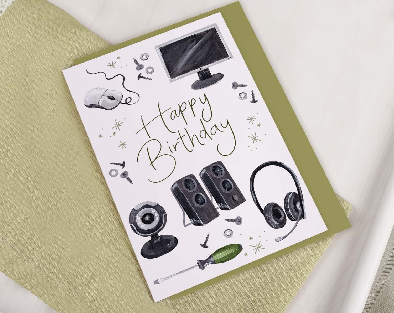 Computer Birthday Card. Greeting & Note Cards designed by Making Meadows