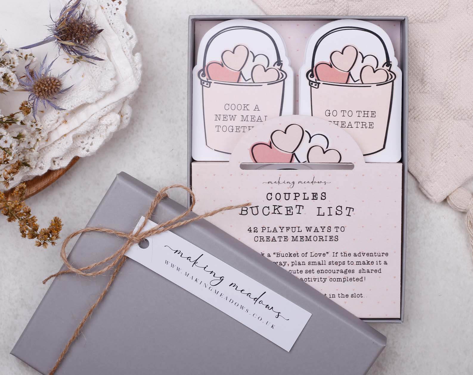 Couples Bucket List Gift Box. Stationery designed by Making Meadows