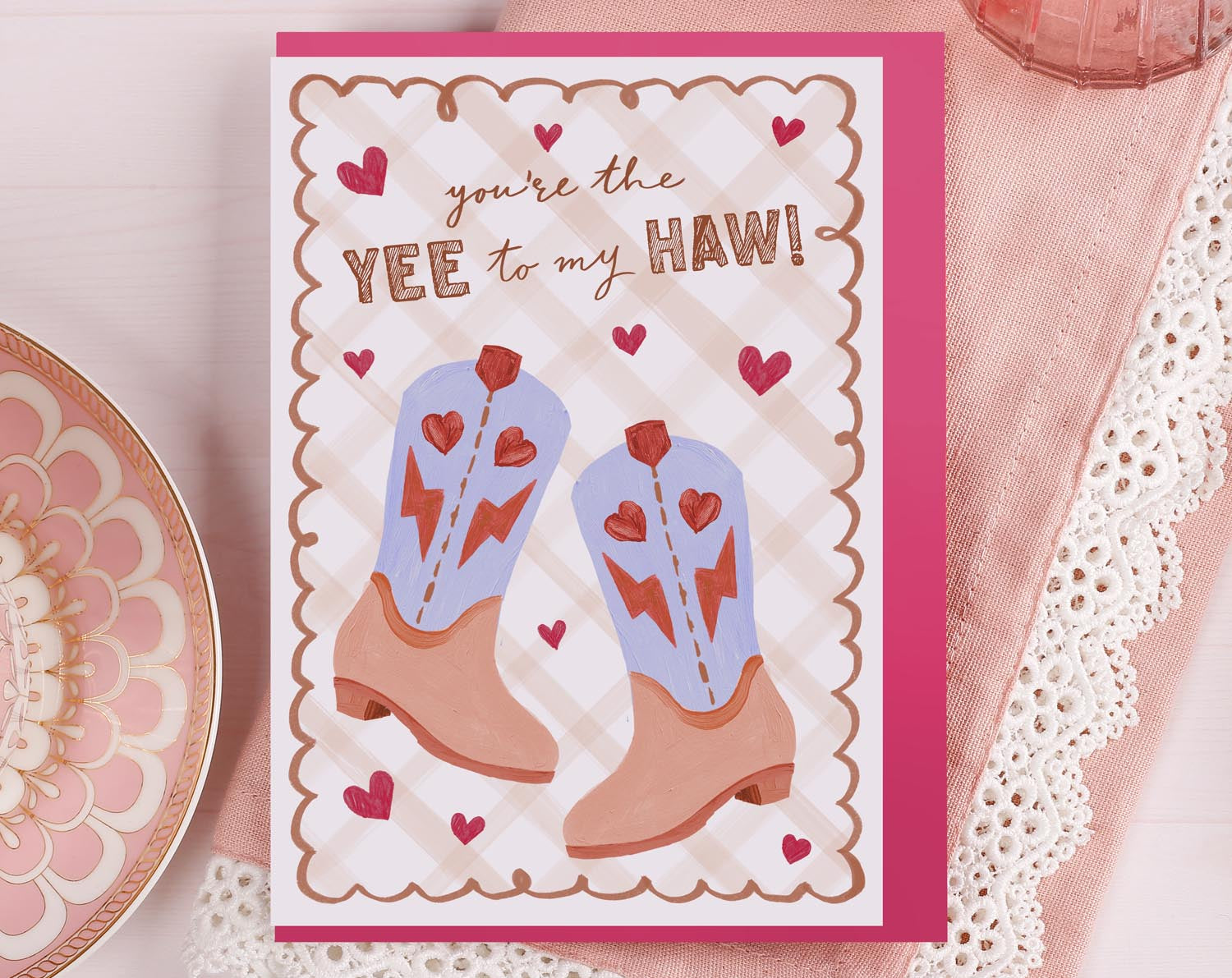 Cowboy Yee-Haw Boots Valentine Card. Greeting & Note Cards designed by Making Meadows