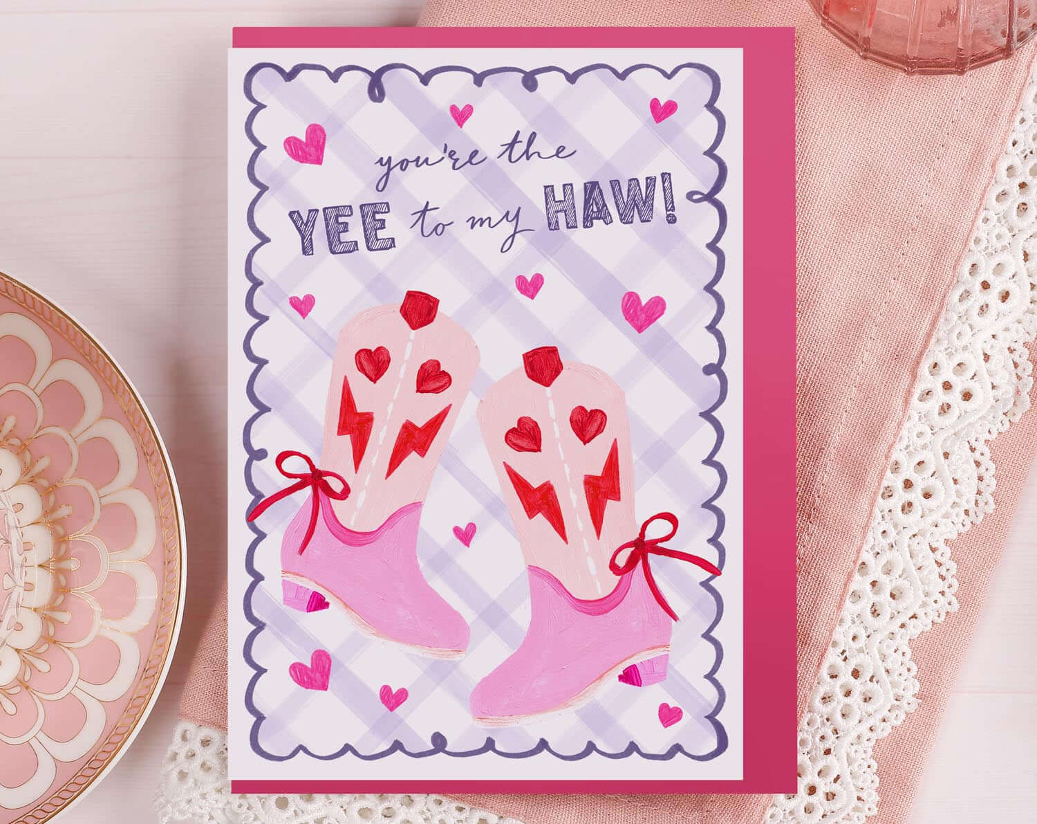 Cowgirl Yee-Haw Boots Valentine Card. Greeting & Note Cards designed by Making Meadows