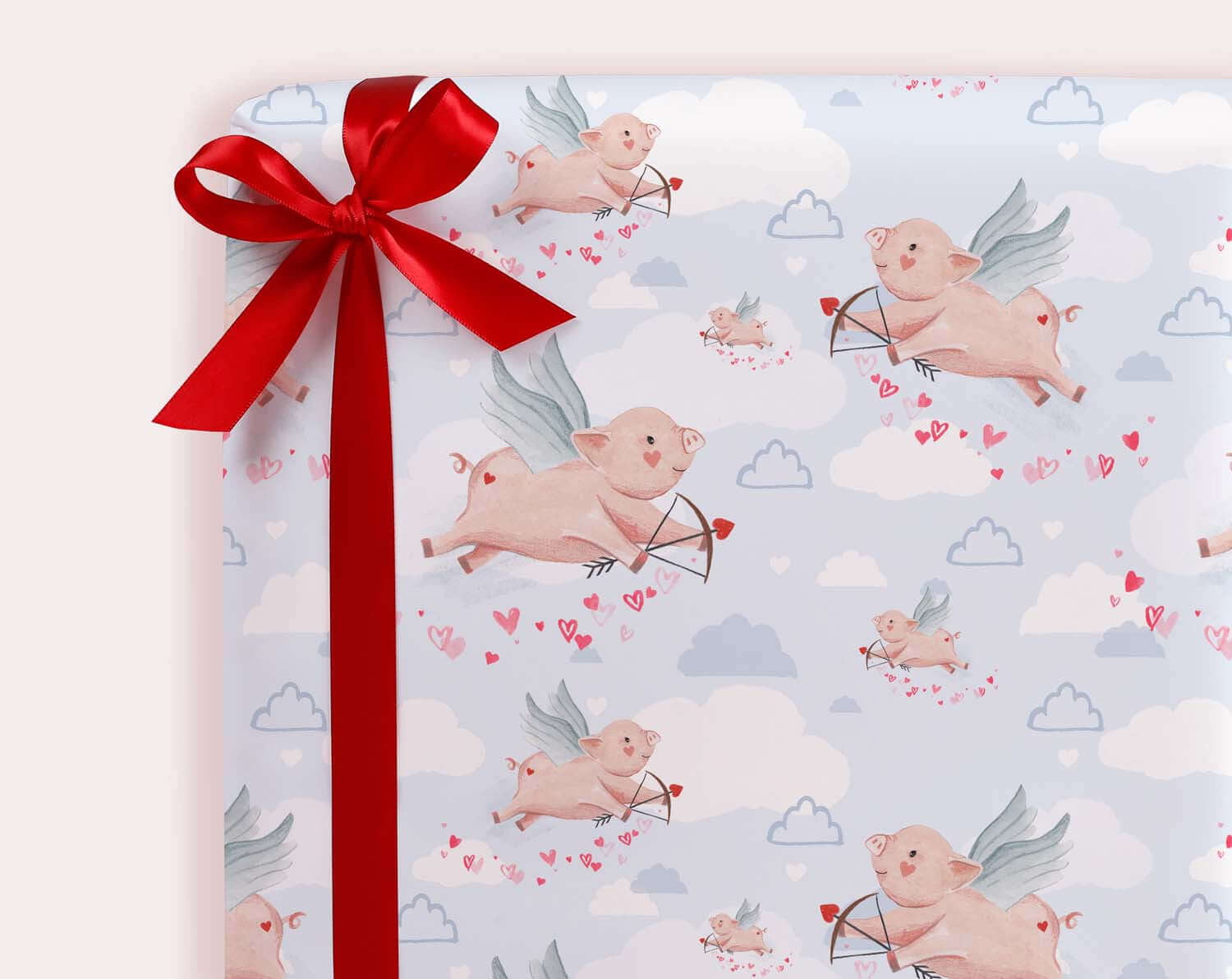 Cupid Flying Pigs Wrapping Paper. Wrapping Paper designed by Making Meadows