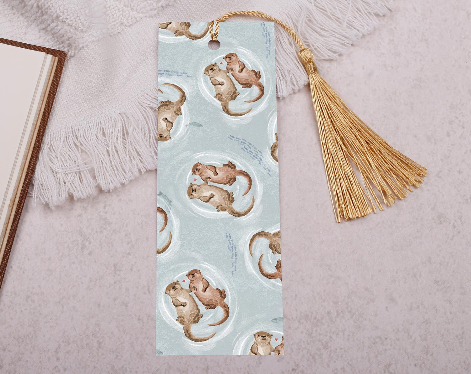 Cute Otter Bookmark With Tassel. Bookmarks designed by Making Meadows