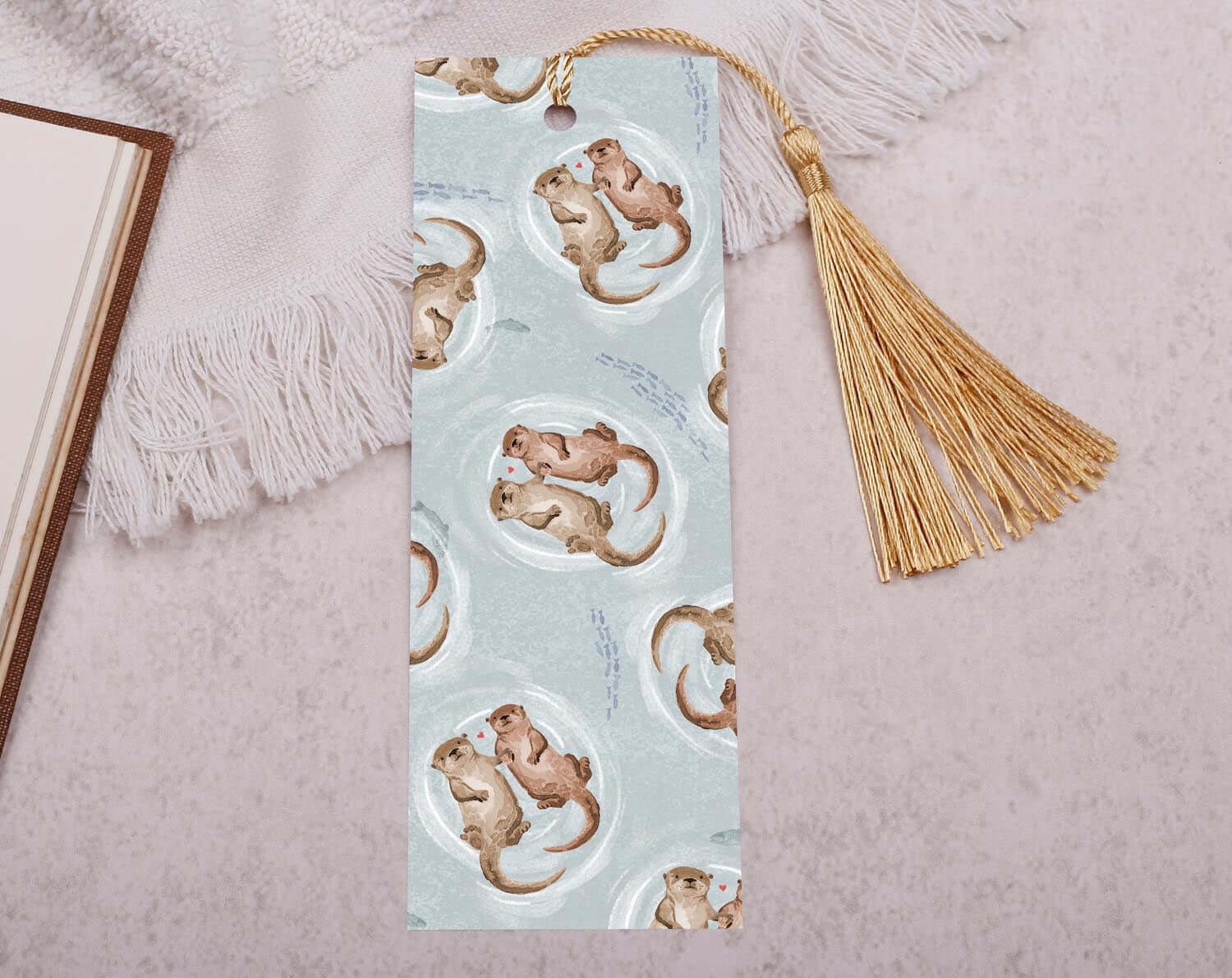 Cute Otter Bookmark With Tassel. Bookmarks designed by Making Meadows