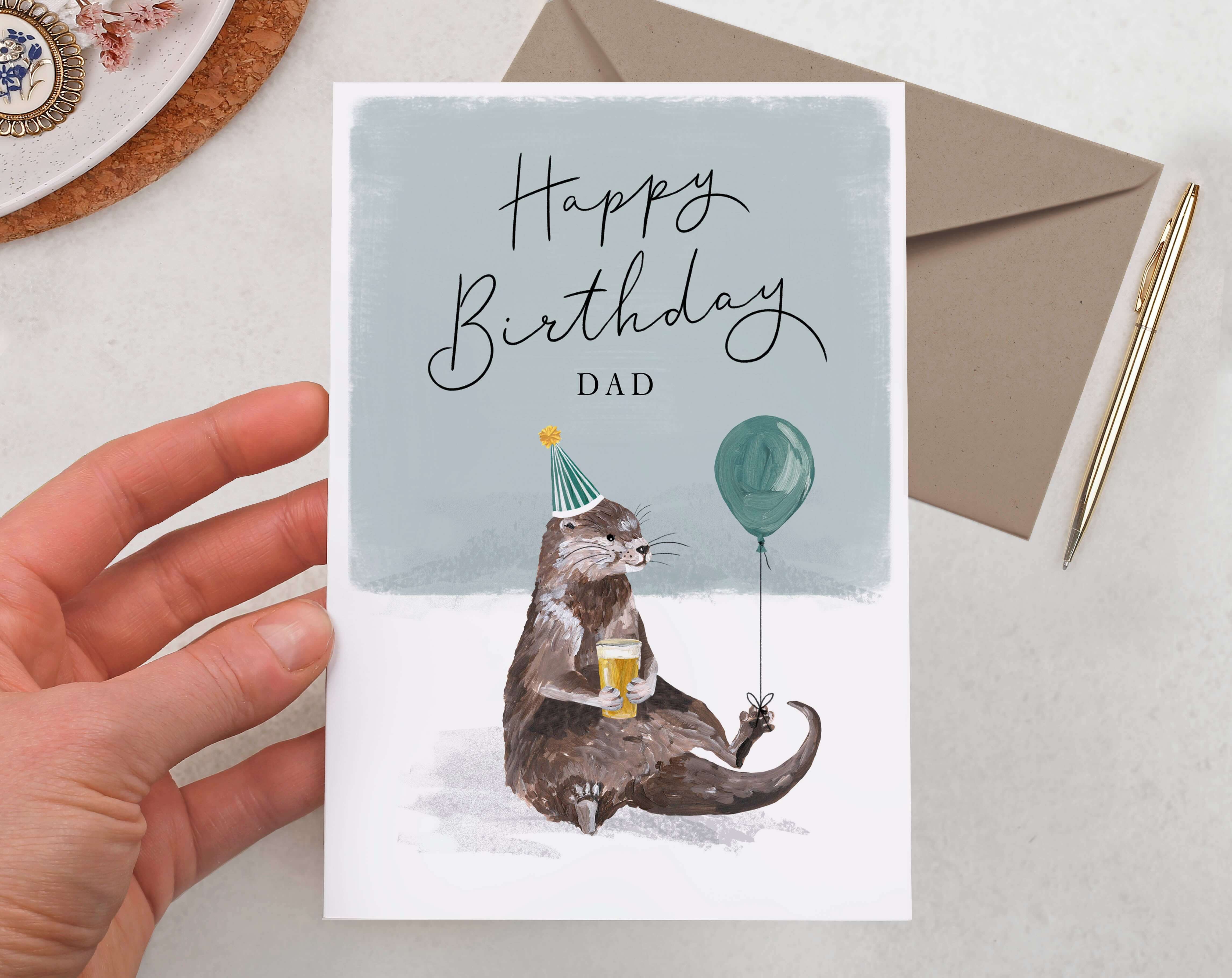 Dad Happy Birthday Otter Card. Greeting & Note Cards designed by Making Meadows
