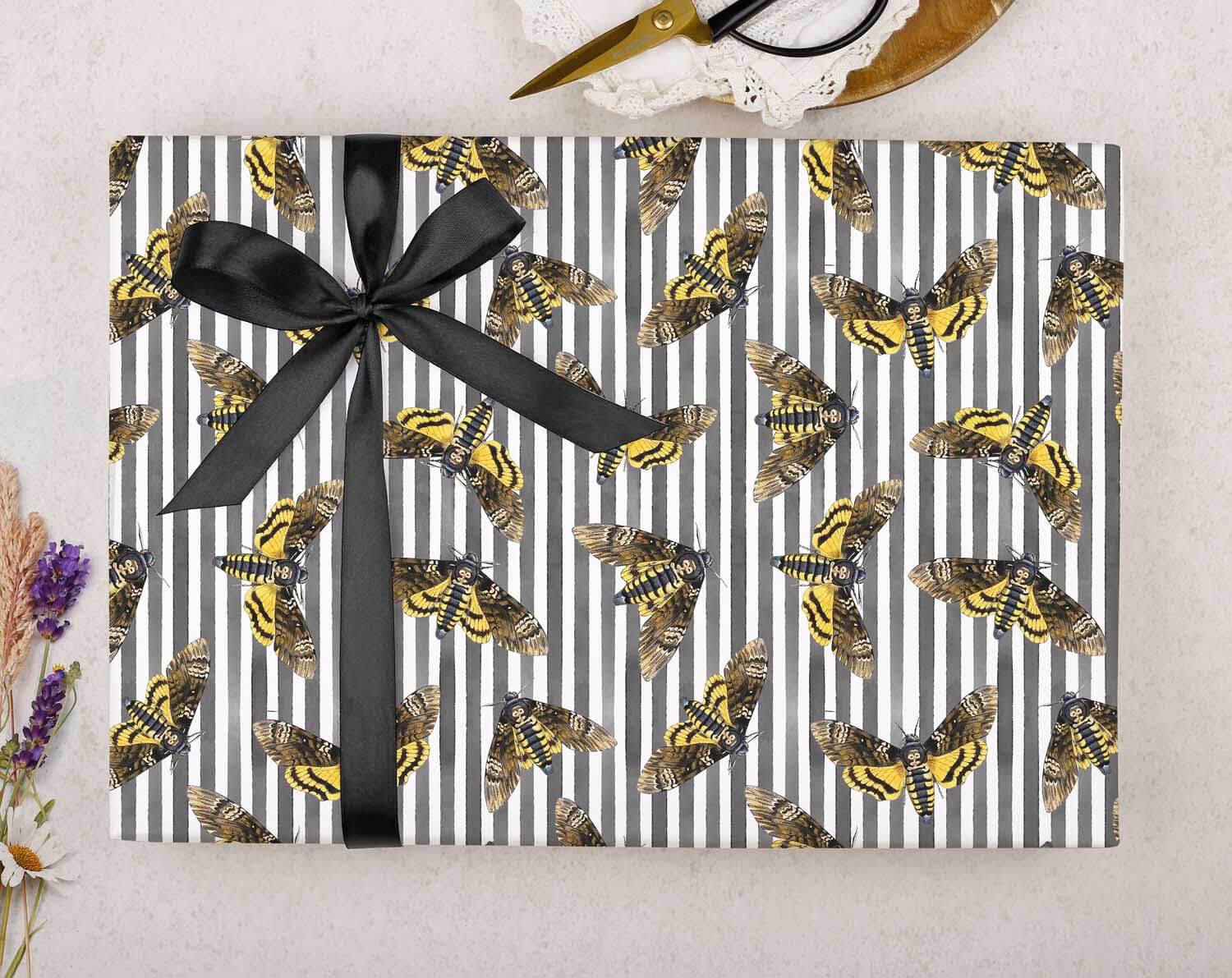 Death Moth Hawkmoth Wrapping Paper. Wrapping Paper designed by Making Meadows
