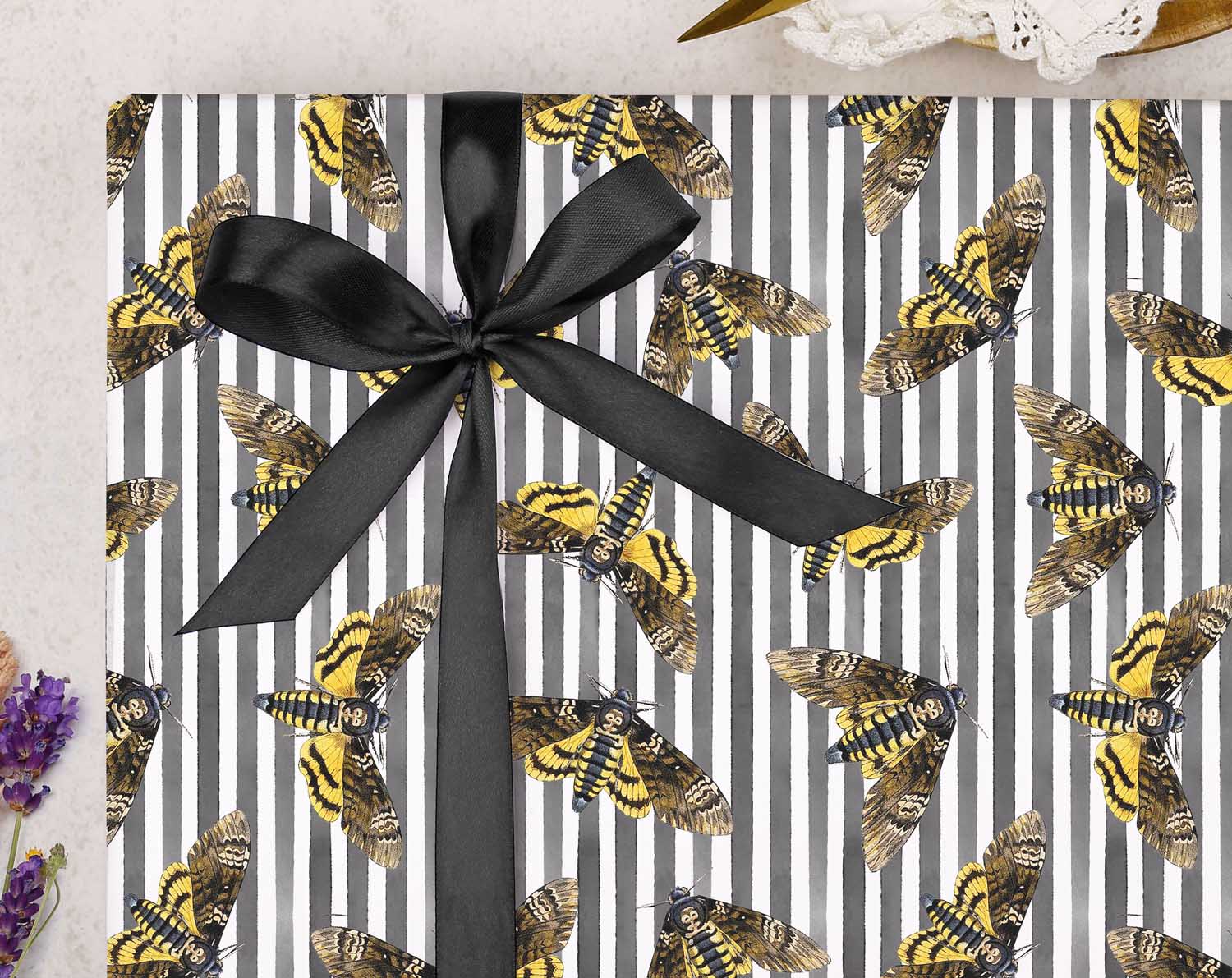 Death Moth Hawkmoth Wrapping Paper. Wrapping Paper designed by Making Meadows