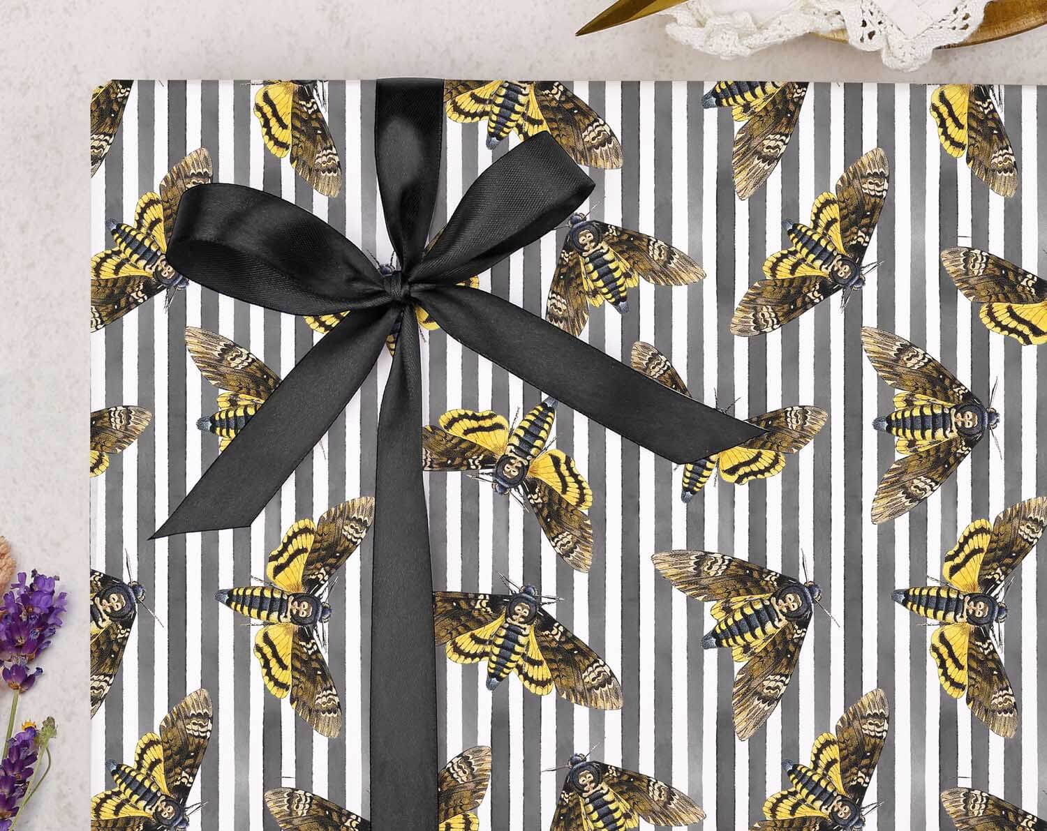 Death Moth Hawkmoth Wrapping Paper. Wrapping Paper designed by Making Meadows