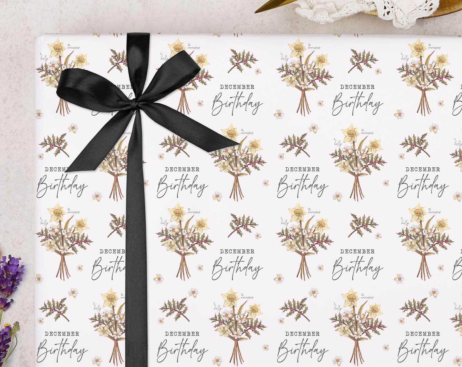 December Birthday Wrapping Paper. Wrapping Paper designed by Making Meadows