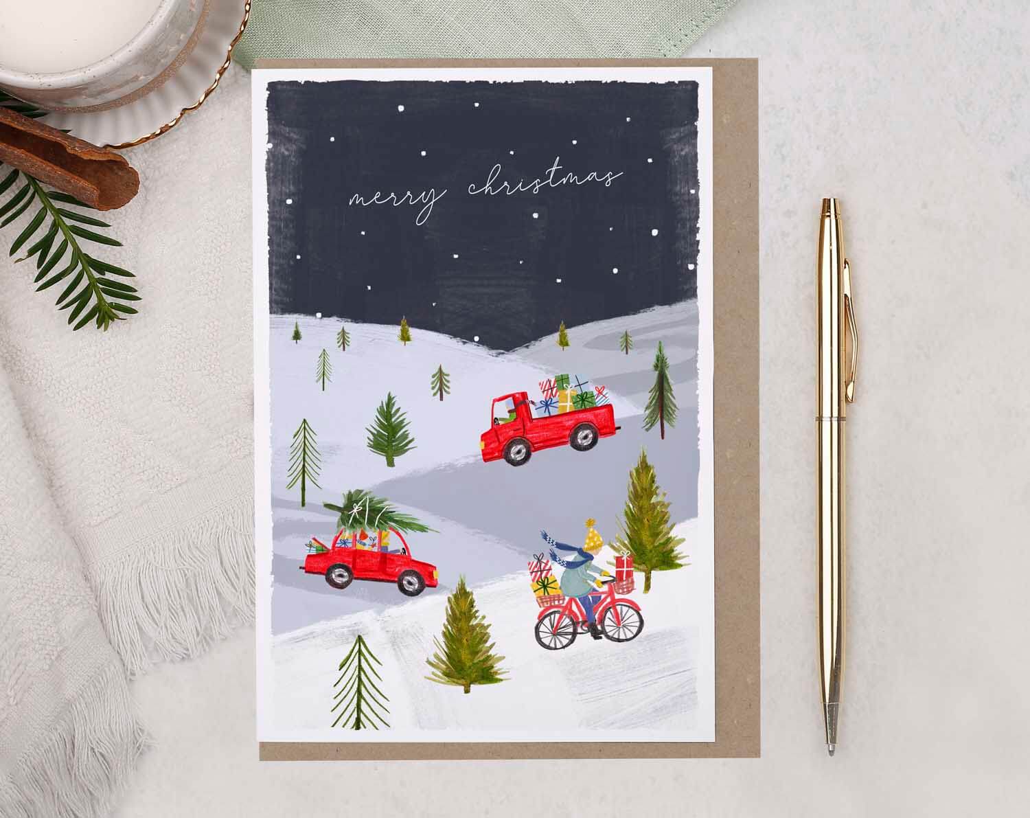 Driving Home For Christmas Card. Greeting & Note Cards designed by Making Meadows