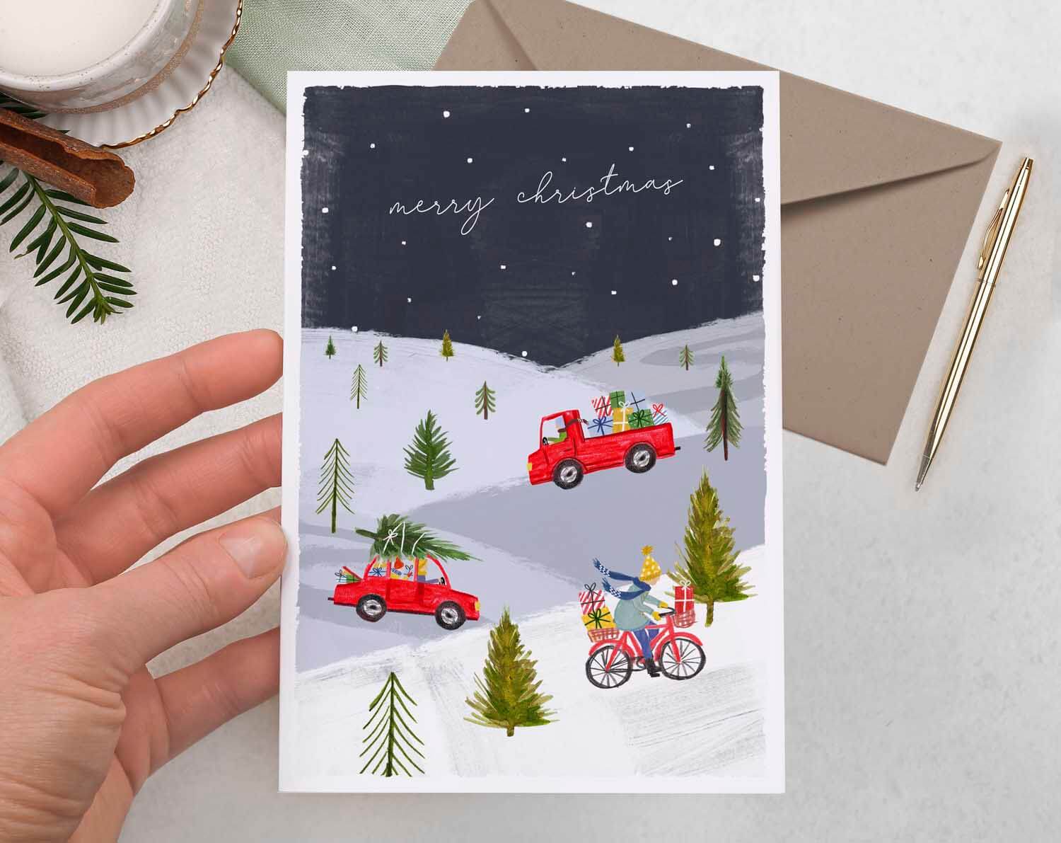 Driving Home For Christmas Card. Greeting & Note Cards designed by Making Meadows