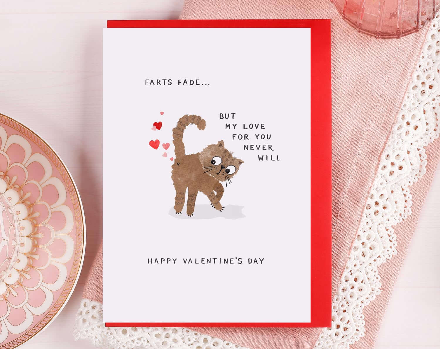 Farting Cat Valentine Card. Greeting & Note Cards designed by Making Meadows