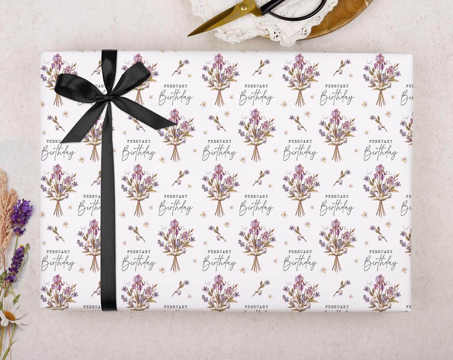 February Birthday Wrapping Paper. Wrapping Paper designed by Making Meadows