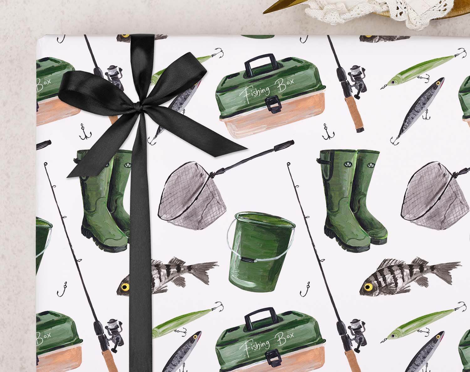 Fishing Wrapping Paper. Wrapping Paper designed by Making Meadows