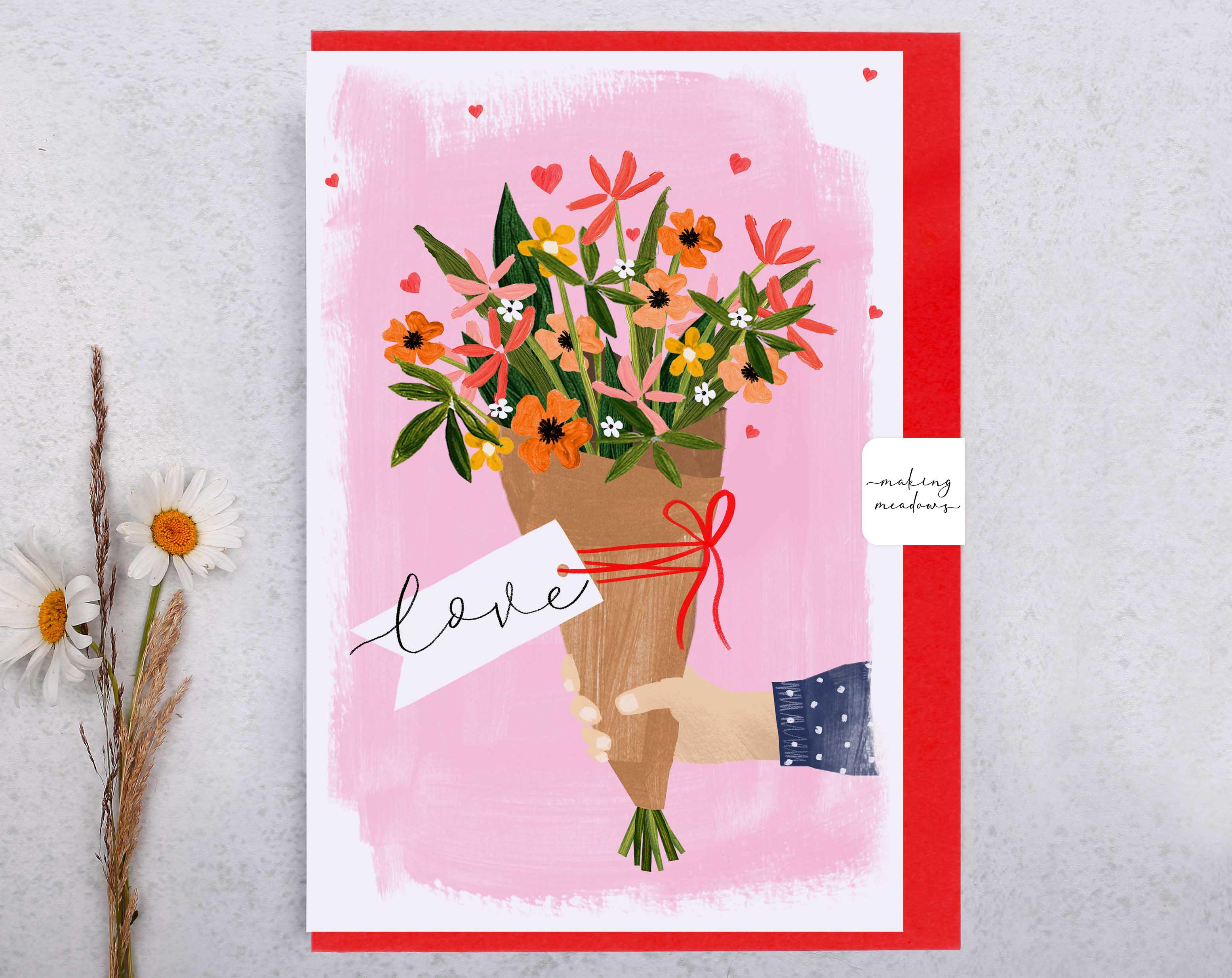 Floral Bunch Of Flowers Love Card. Greeting & Note Cards designed by Making Meadows