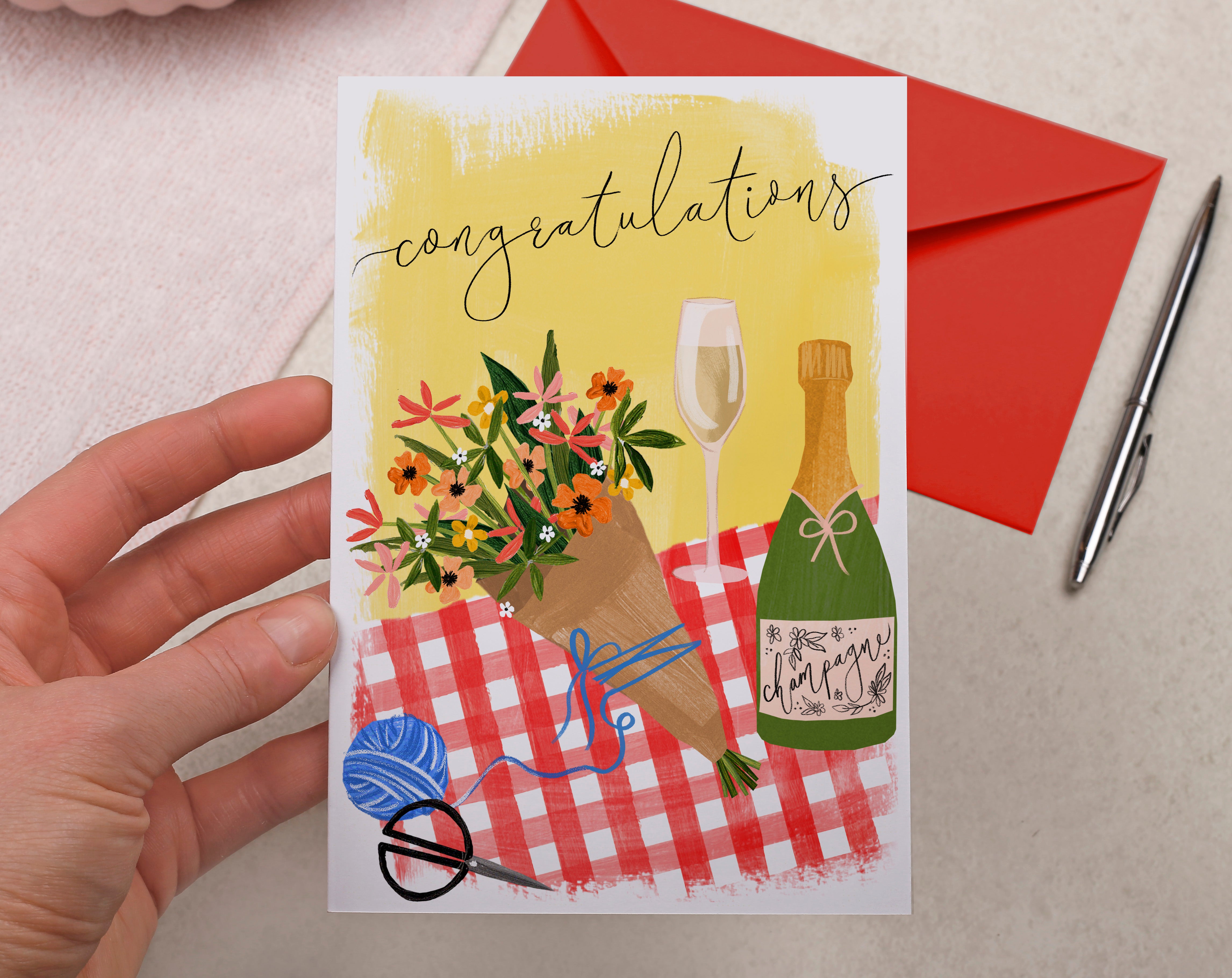 Floral Congratulations Champagne Card. Greeting & Note Cards designed by Making Meadows