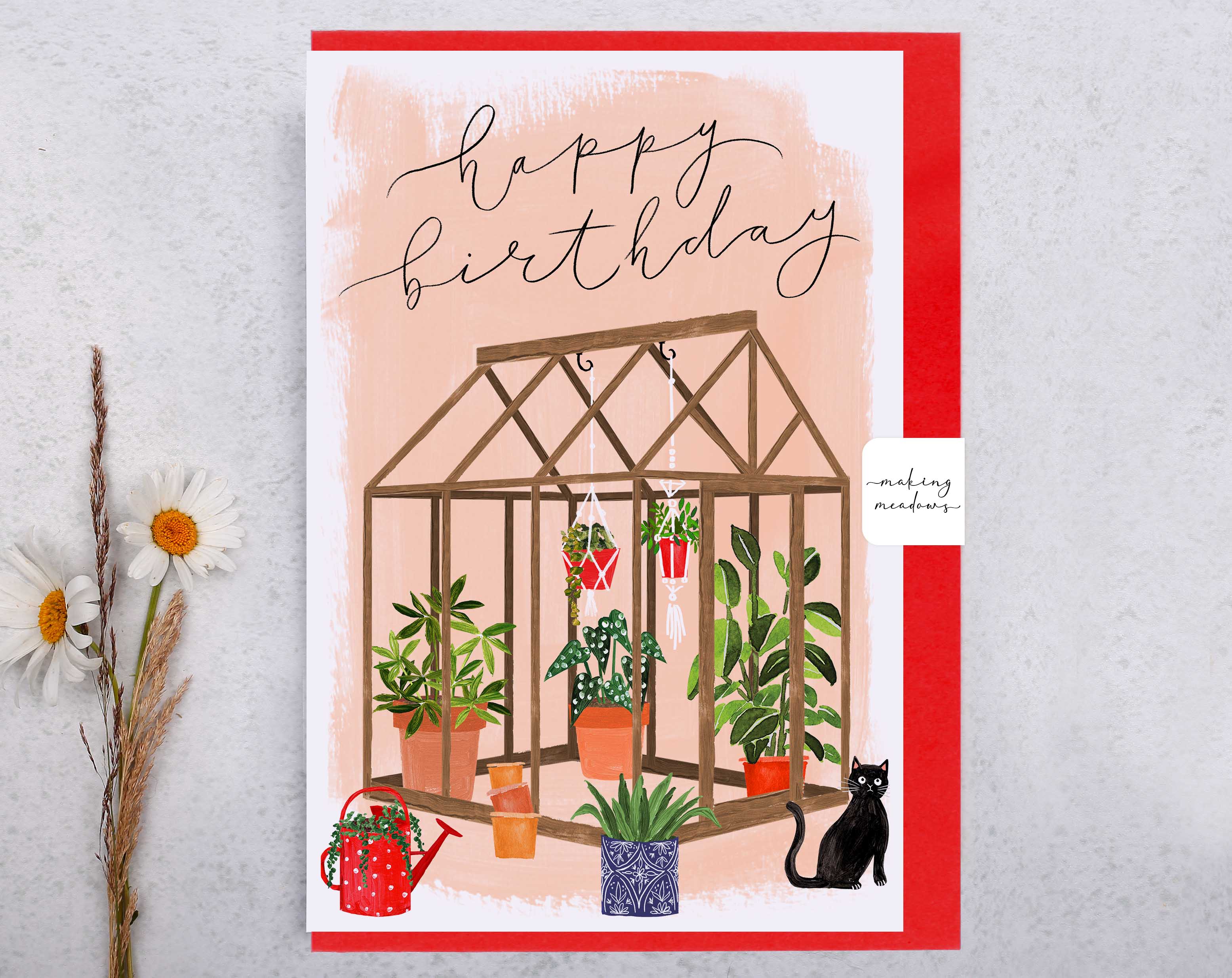 Floral Greenhouse Happy Birthday Card. Greeting & Note Cards designed by Making Meadows