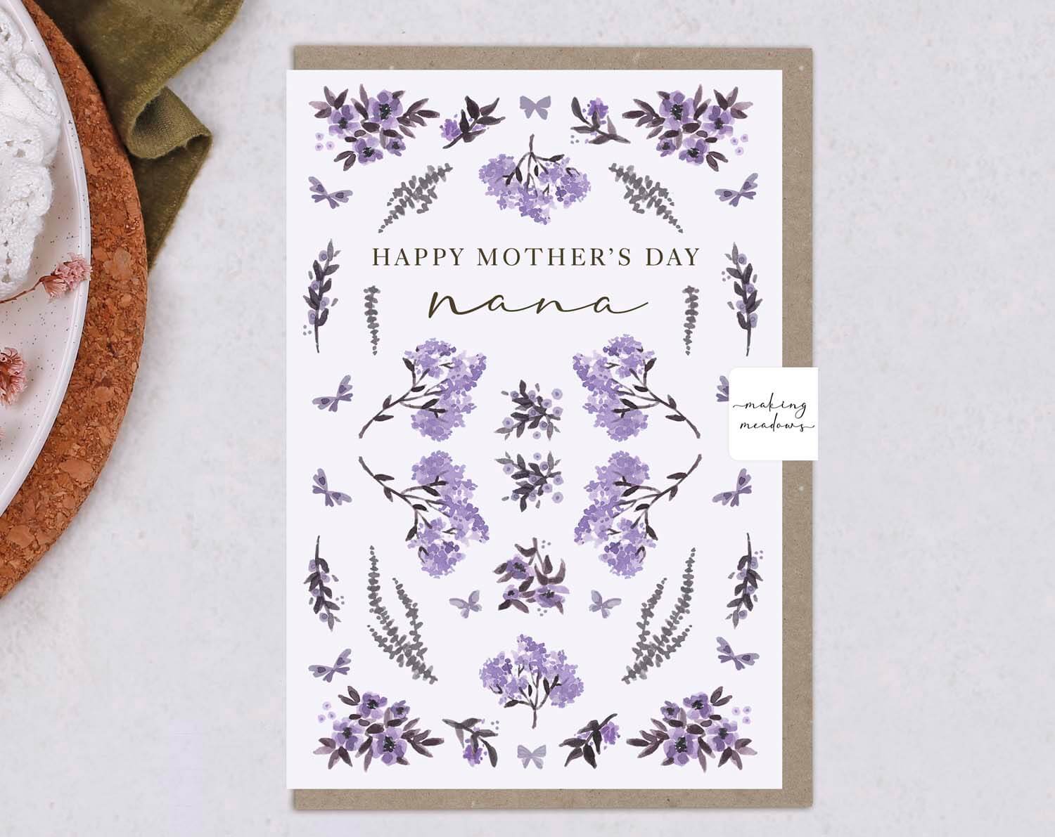 Floral Happy Mother's Day Nana Card. Greeting & Note Cards designed by Making Meadows