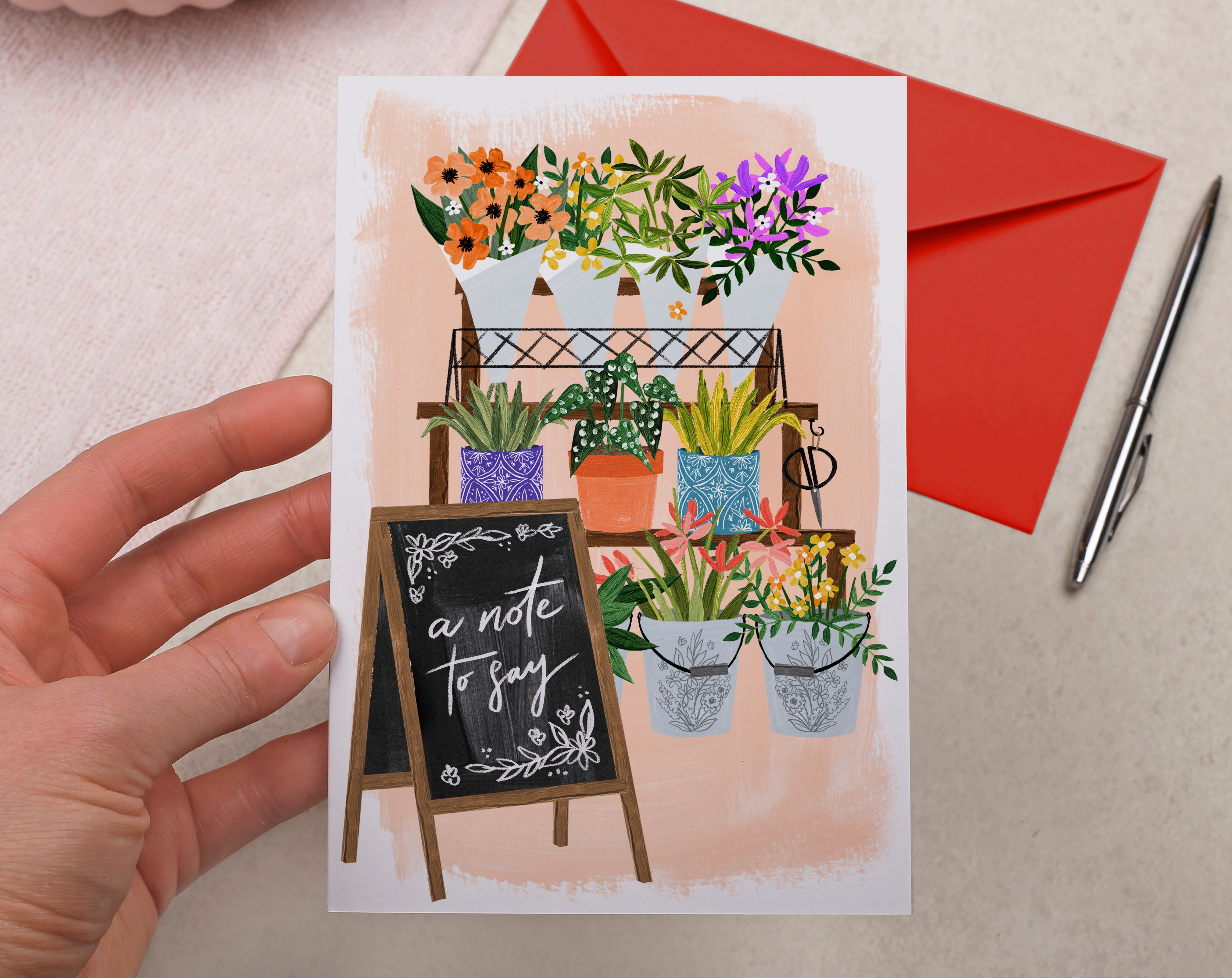 Floral Just A Note To Say Card. Greeting & Note Cards designed by Making Meadows