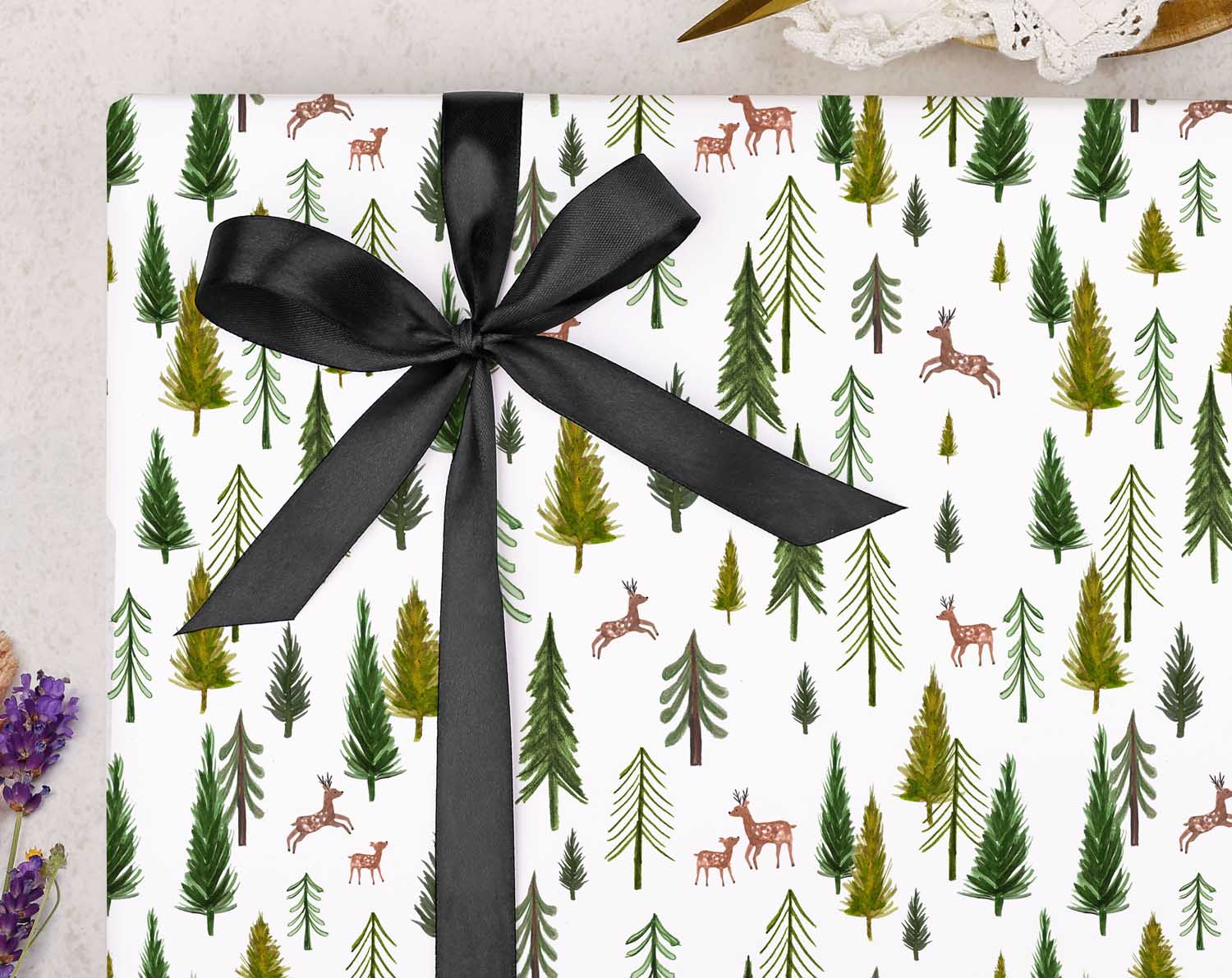 Forest & Deer Christmas Wrapping Paper. Wrapping Paper designed by Making Meadows
