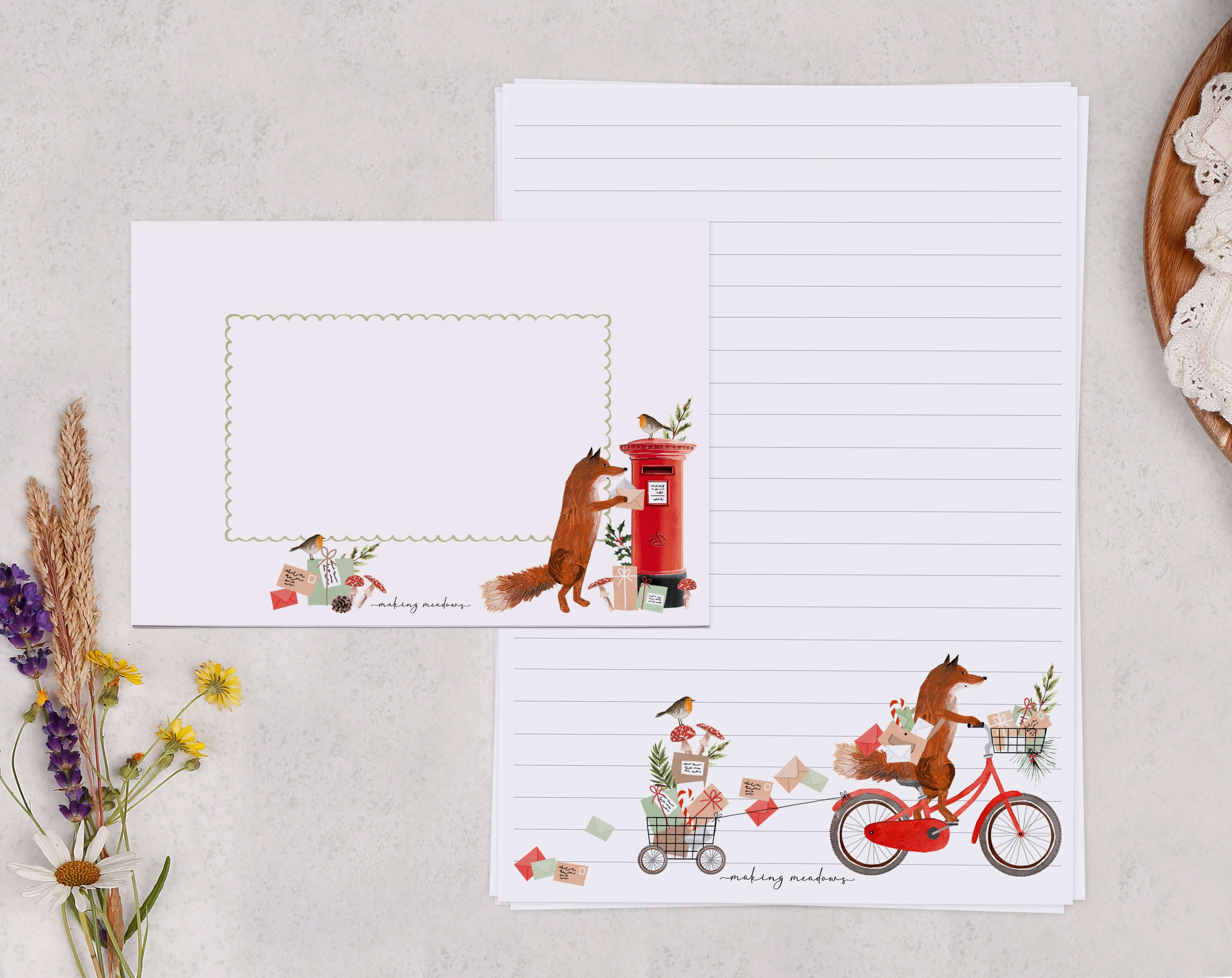 Fox A5 Writing Paper & Envelope Set. Stationery designed by Making Meadows