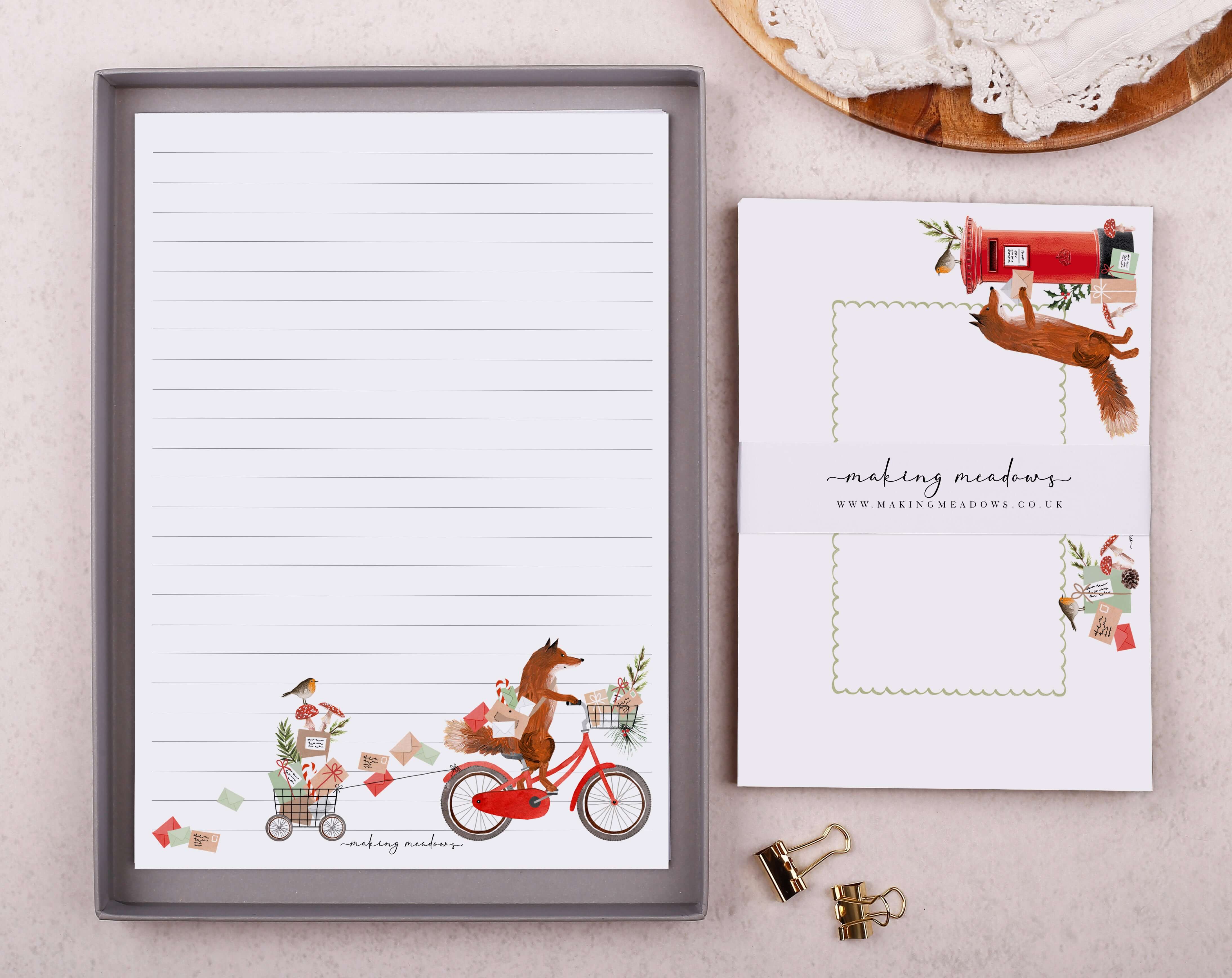 Fox A5 Writing Paper & Envelope Set. Stationery designed by Making Meadows