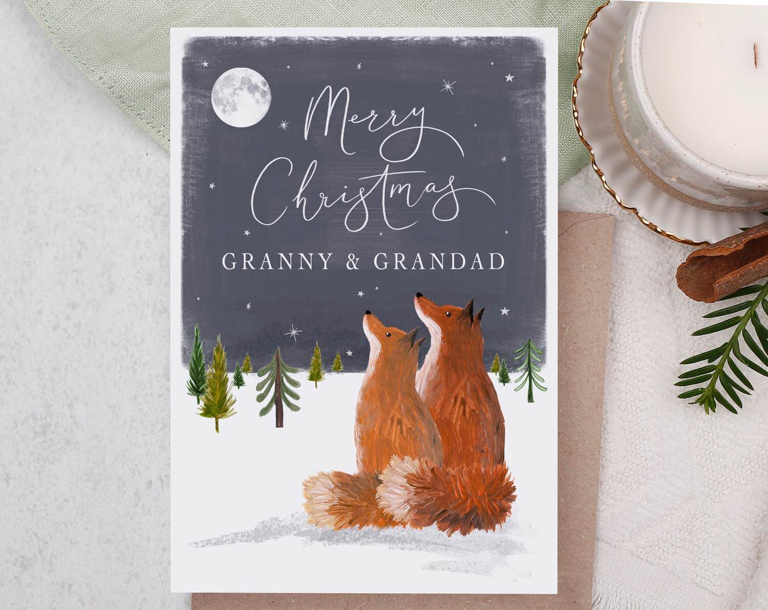 Fox Christmas Card For Granny & Grandad. Greeting & Note Cards designed by Making Meadows