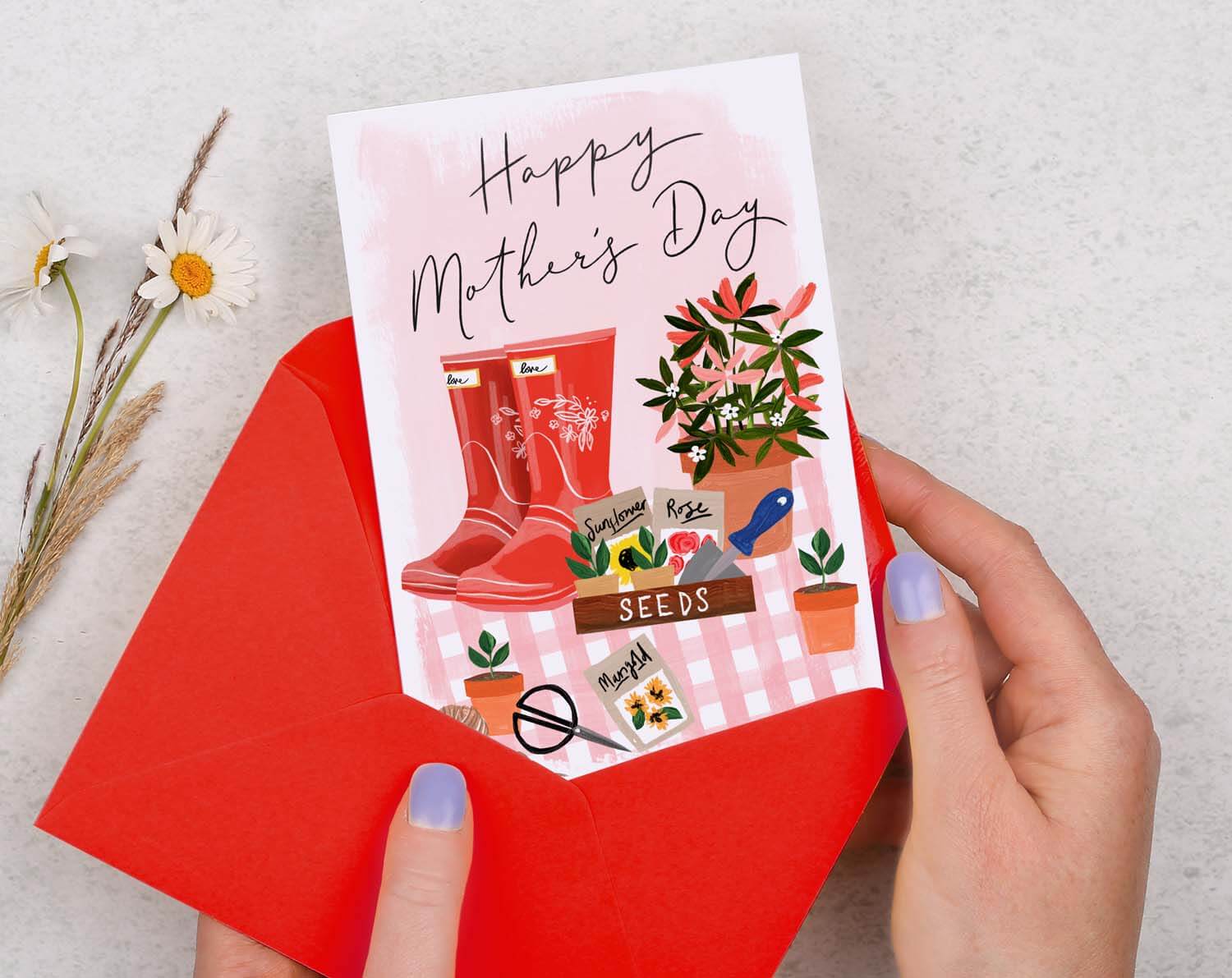Gardening Table Mother's Day Card. Greeting & Note Cards designed by Making Meadows